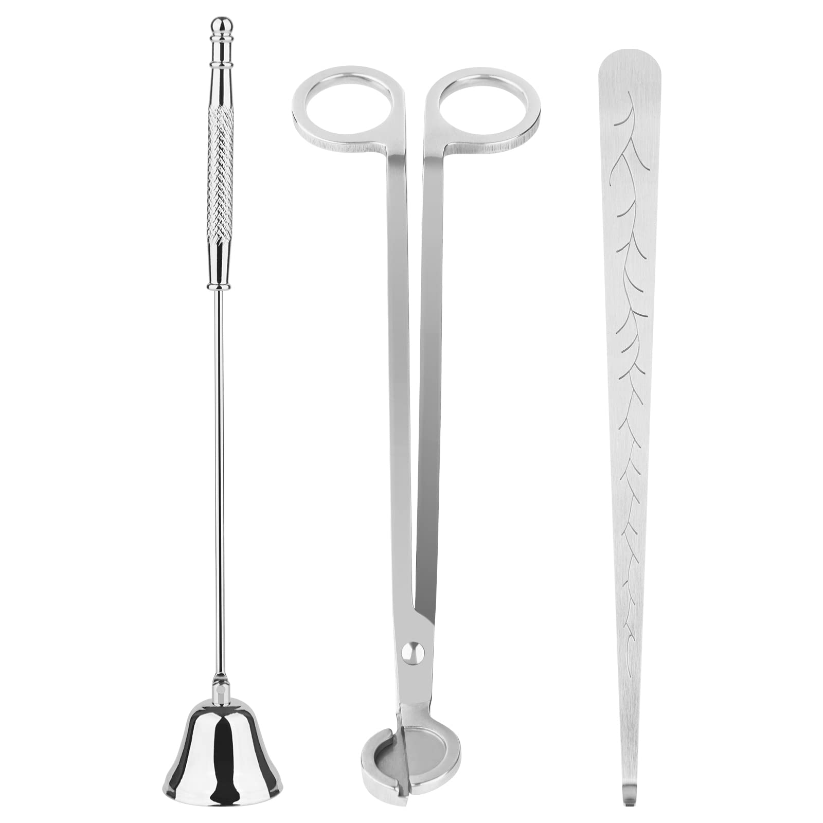 Kirecoo 3-in-1 Candle Accessory Set - Wick Trimmer, Snuffer & Dipper for Candle Care (Silver) | Perfect for Home Decor, Relaxation & Aromatherapy