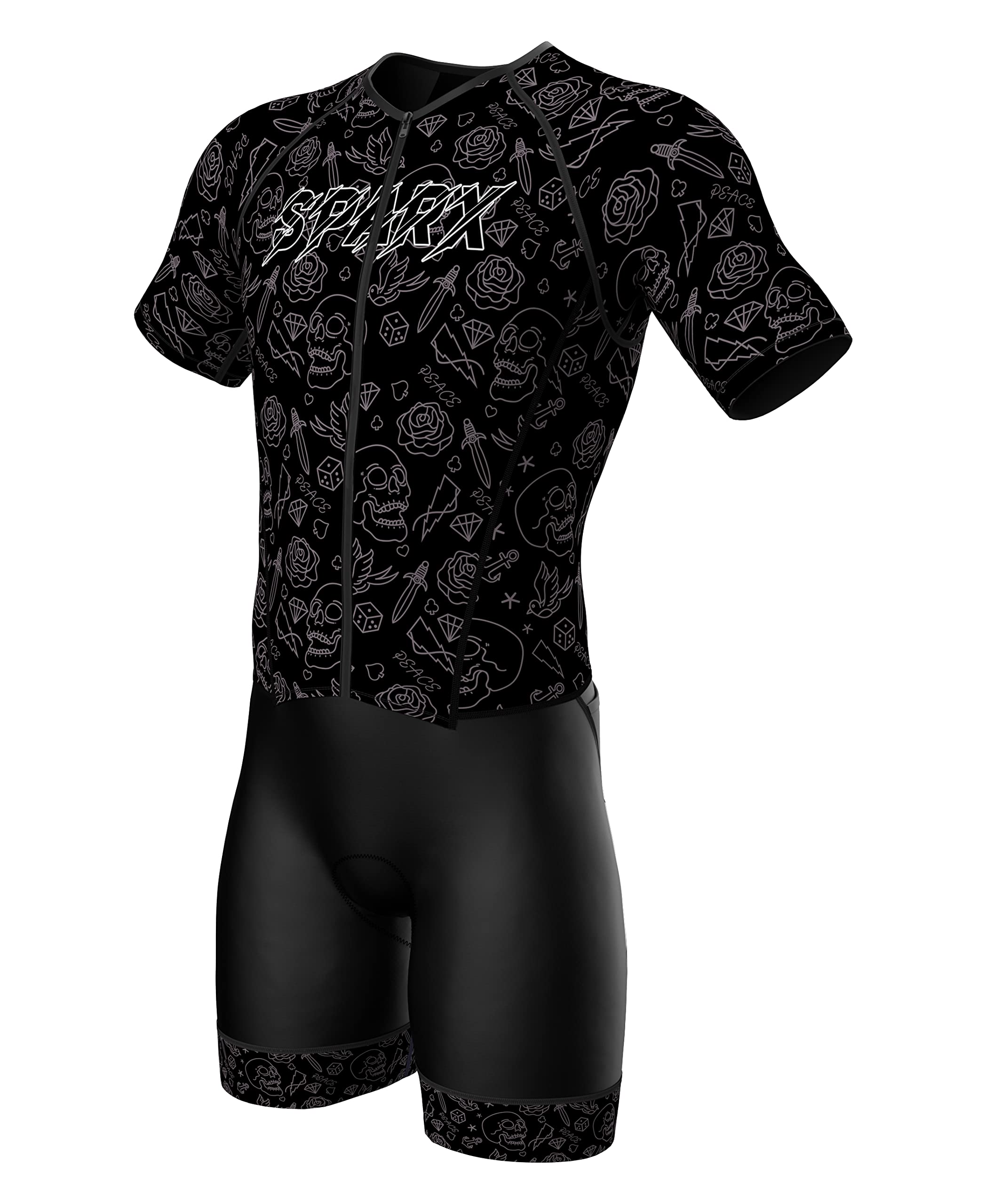 Sparx Men's Elite Aerosuit Triathlon Suit - Breathable Short Sleeve Triathlon Wetsuit for Competitive Swimming, Cycling & Running - Ideal for Ironman Races & Triathlon Training