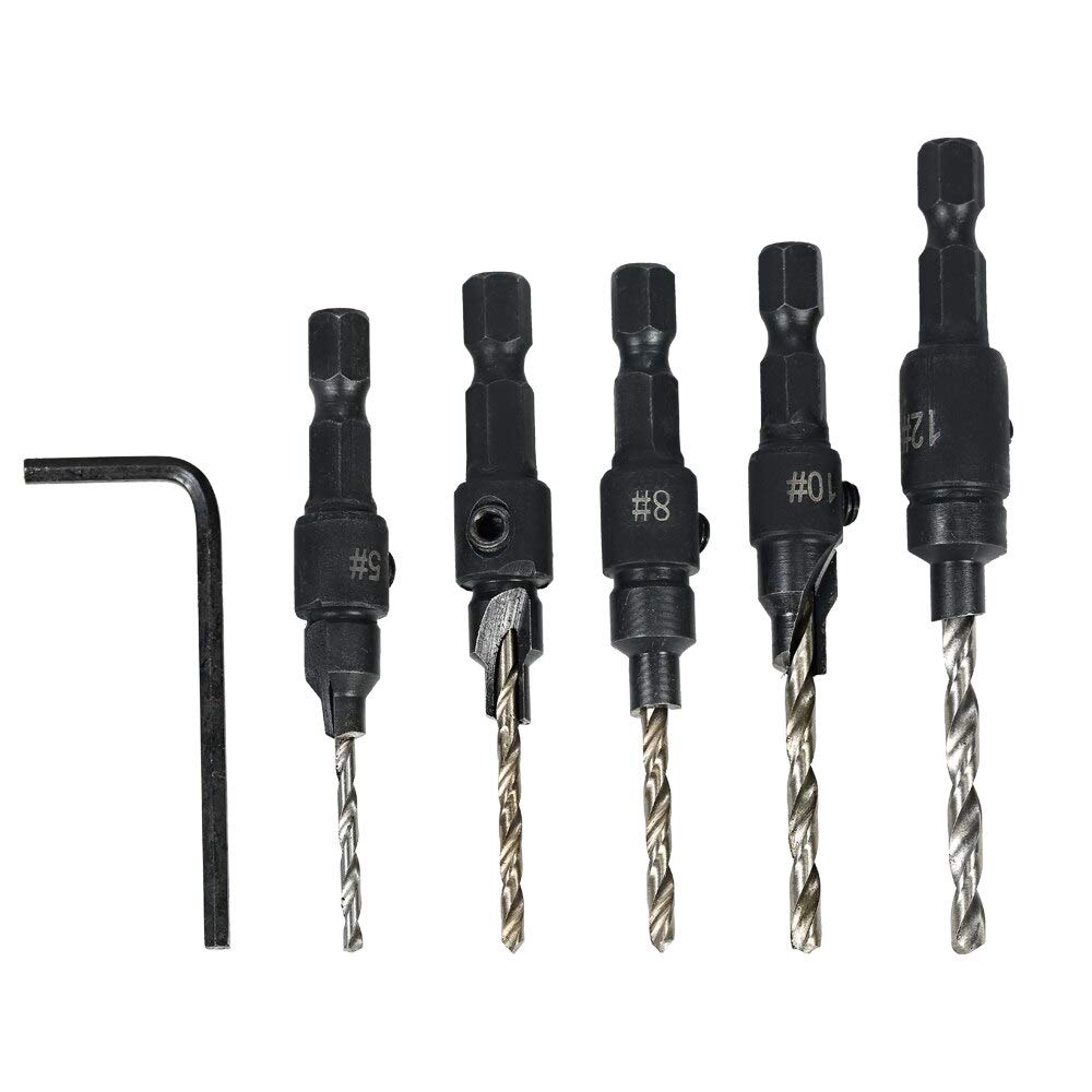 5pcs HSS Countersink Drill Bit Set 1/4