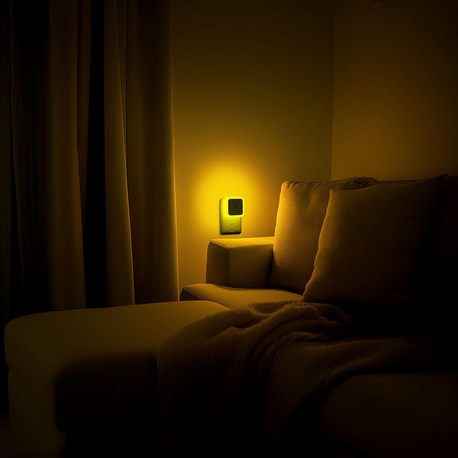 Sujeet LED Night Light Plug into Wall - Dusk to Dawn Sensor, Amber Nightlight for Bedroom, Bathroom, Hallway - Perfect for Adults, Kids & Safe Night Navigation