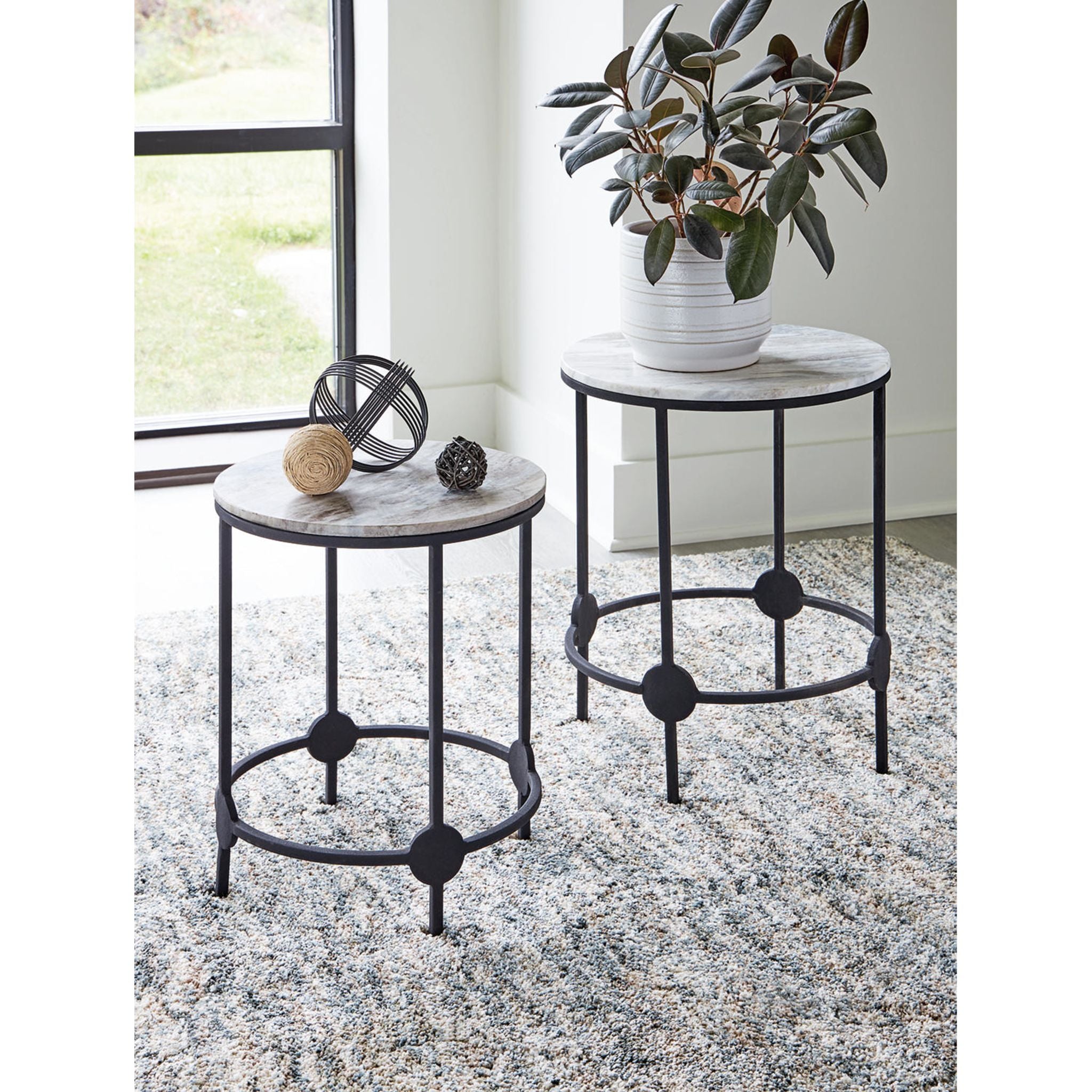Beashaw Modern Accent Table - Gray & Black Finish | Small Side Table for Living Room, Bedroom, or Office Decor