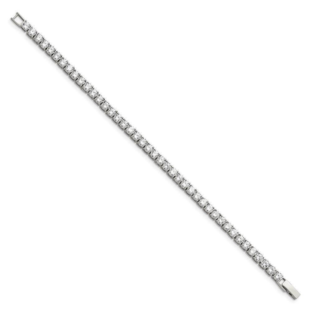 Stainless Steel Cubic Zirconia Bracelet for Women - Elegant Fine Jewelry Gift for Her, 7.5 Inch - Perfect for Anniversaries, Birthdays & Special Occasions