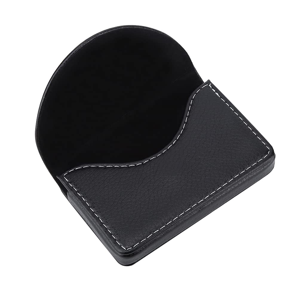 Premium Leather Business Card Holder - Professional Wallet Case for Men & Women - Slim RFID Blocking Name Card Organizer - Perfect for Office, Networking & Corporate Events (Black)