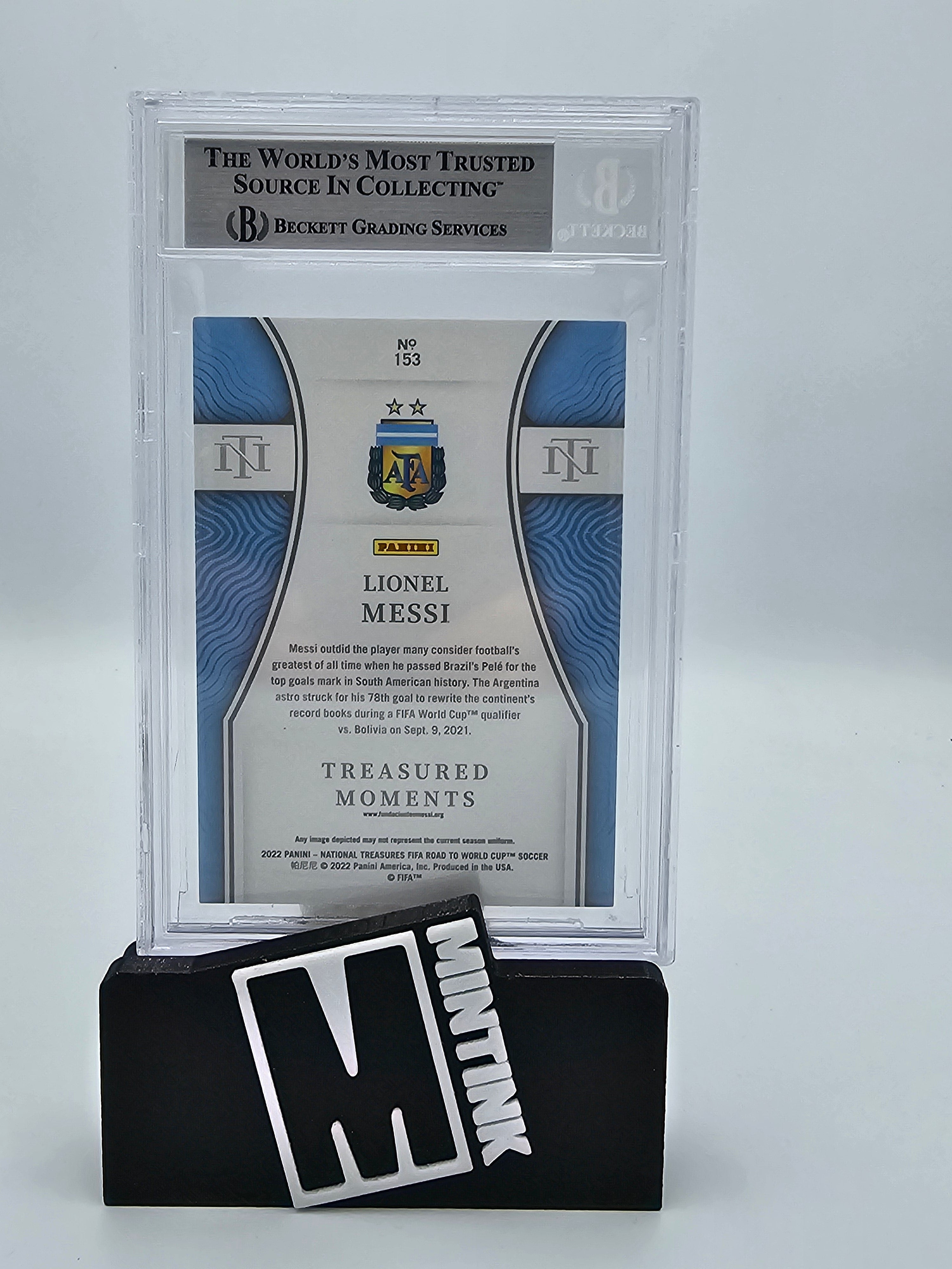 2022 Panini National Treasures Lionel Messi RD To The World Cup BGS 8 Emerald 2/5 #153 - Rare Soccer Trading Card for Collectors & Sports Memorabilia Enthusiasts