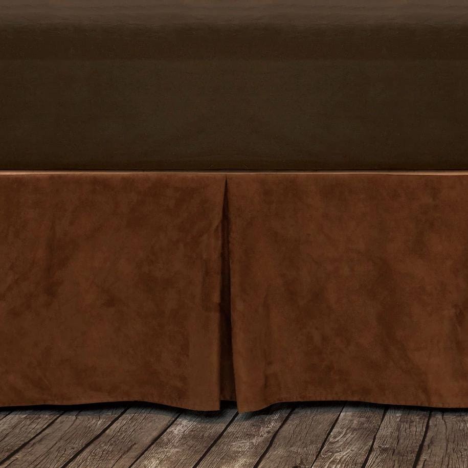 Premium Copper Microfiber Suede Bed Skirt - Luxury Dust Ruffle for Queen Size Beds - Perfect for Master Bedrooms & Guest Rooms