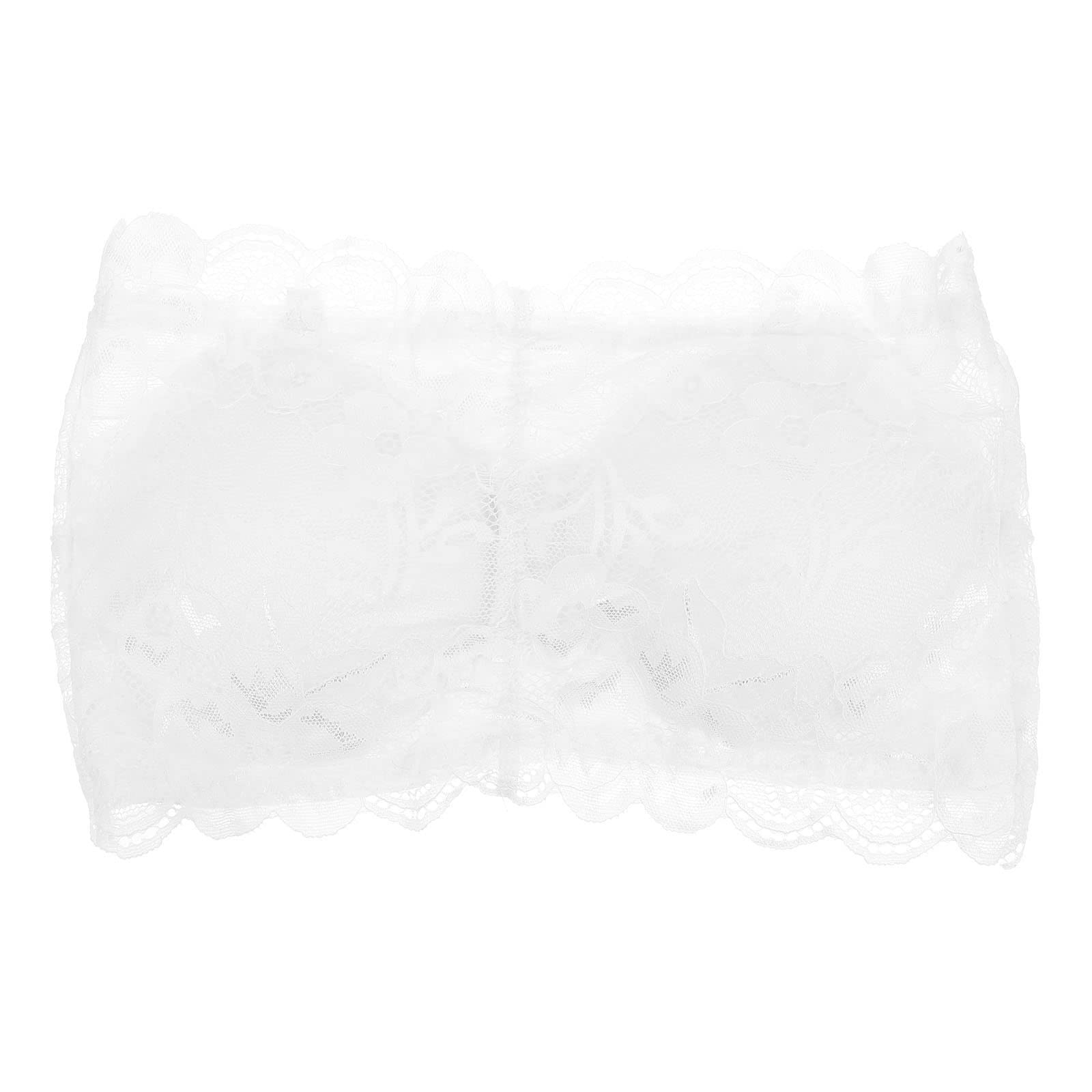 LUOZZY Women's Floral Lace Tube Top Bra - Strapless Comfortable Stretchy Bandeau for Women & Girls - Perfect for Summer Outfits, Beachwear and Layering Under Dresses