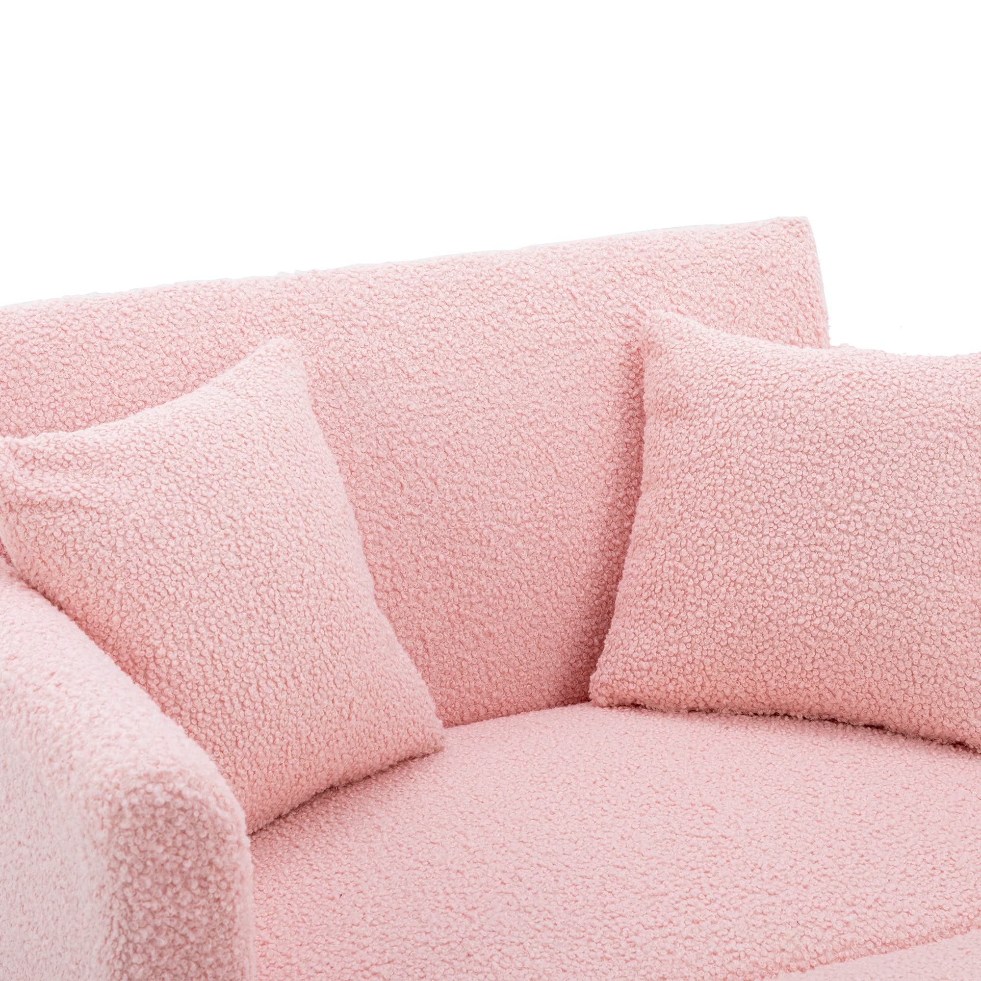3-in-1 Convertible Chaise Lounge Chair with Ottoman - Modern Recliner Sleeper & Reading Accent Chair for Living Room, Home Office & Study - Includes 2 Comfort Pillows (Pink Teddy Fabric) - Perfect for Relaxing, Napping & Entertaining Guests