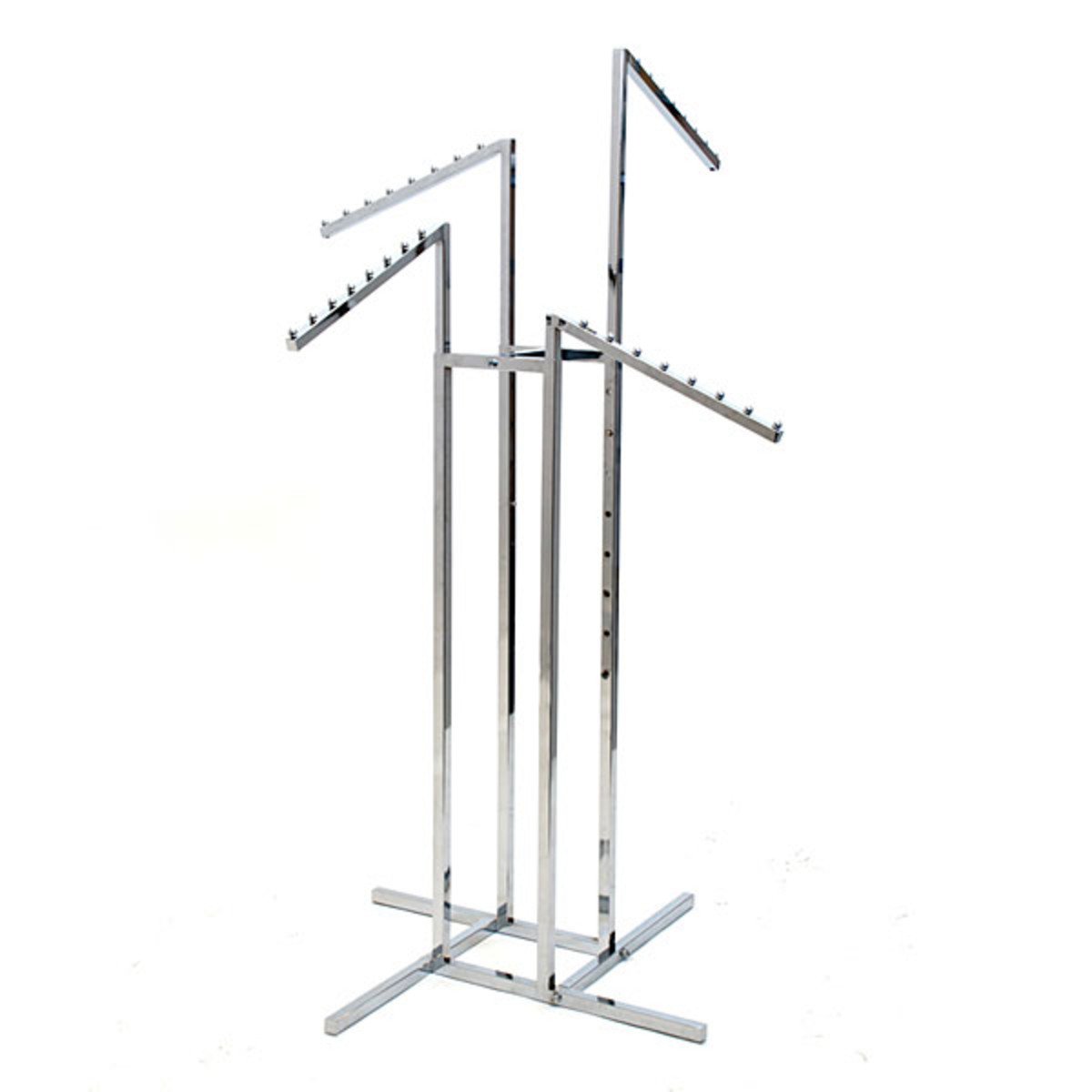 4-Way Slant Arms Square Tube Chrome - Heavy Duty Adjustable Shelving Brackets for Garage Storage, Closet Organizers & DIY Projects