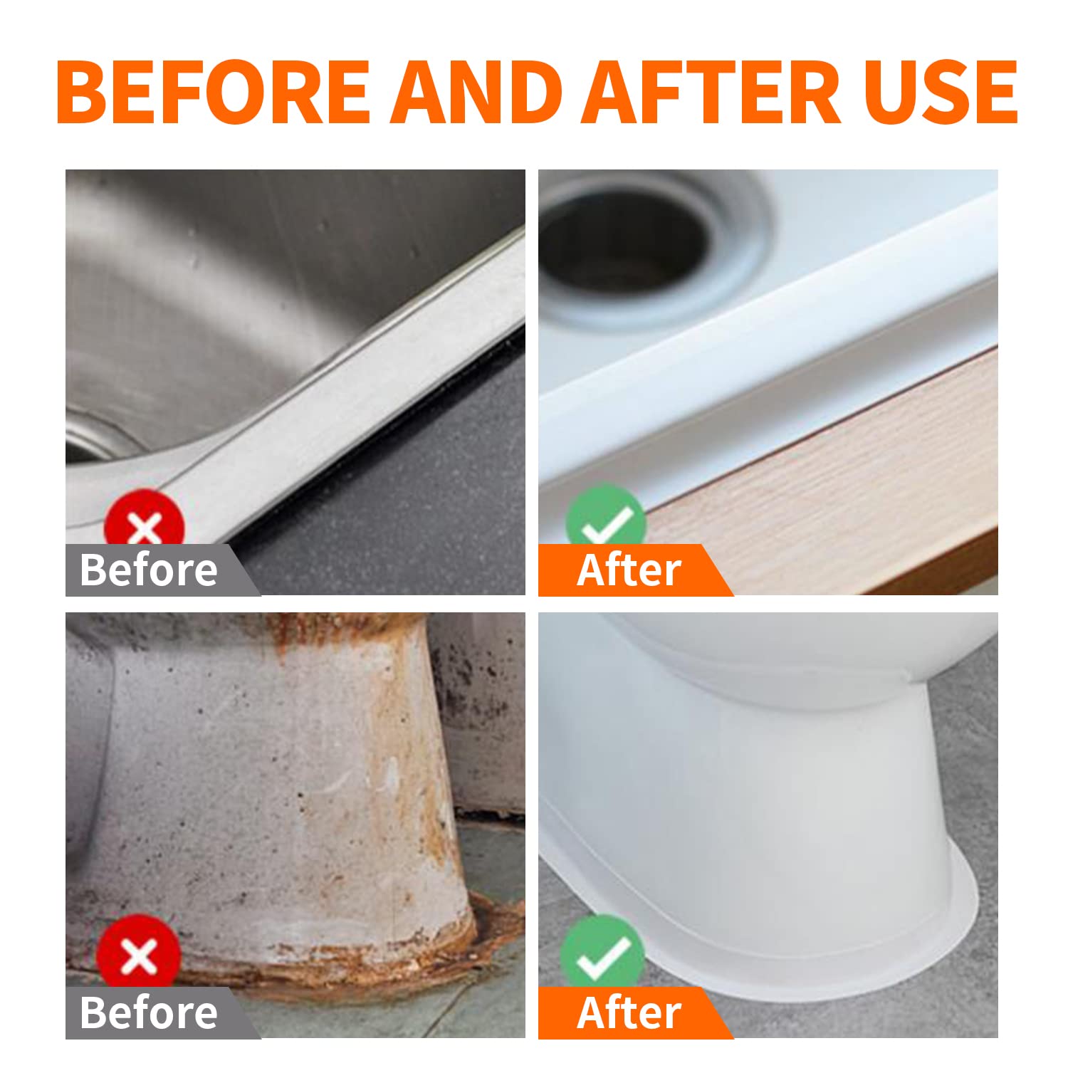Self-Adhesive Caulk Tape for Bathroom & Kitchen - Waterproof Seal Strip for Toilet Base, Tub Surround & Countertop - Easy Installation for Leak Protection & Mold Prevention - Perfect for Home Renovation & DIY Projects