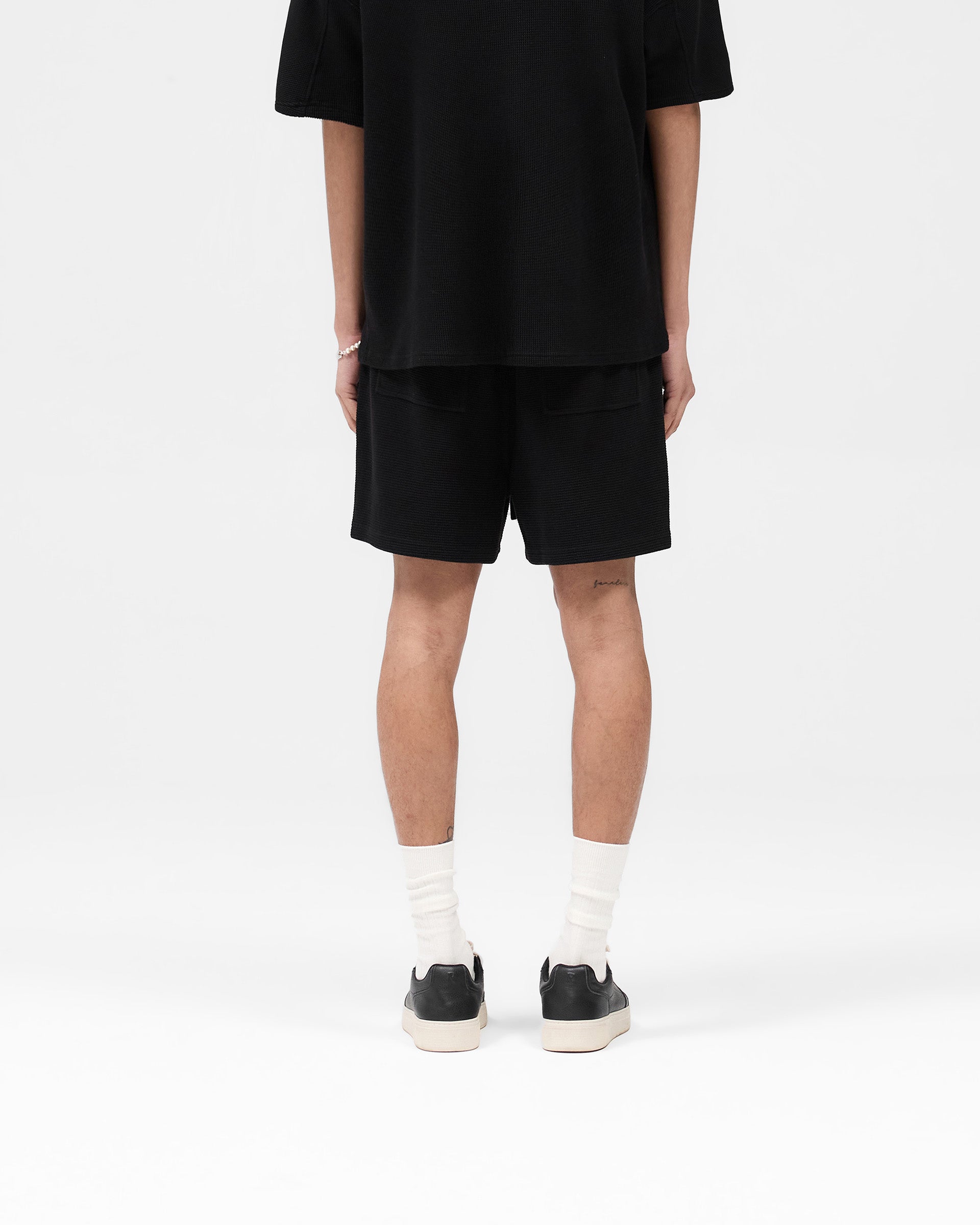 Waffle Shorts for Men - Breathable & Comfortable Black Cotton Lounge Shorts - Perfect for Gym, Running, and Casual Wear