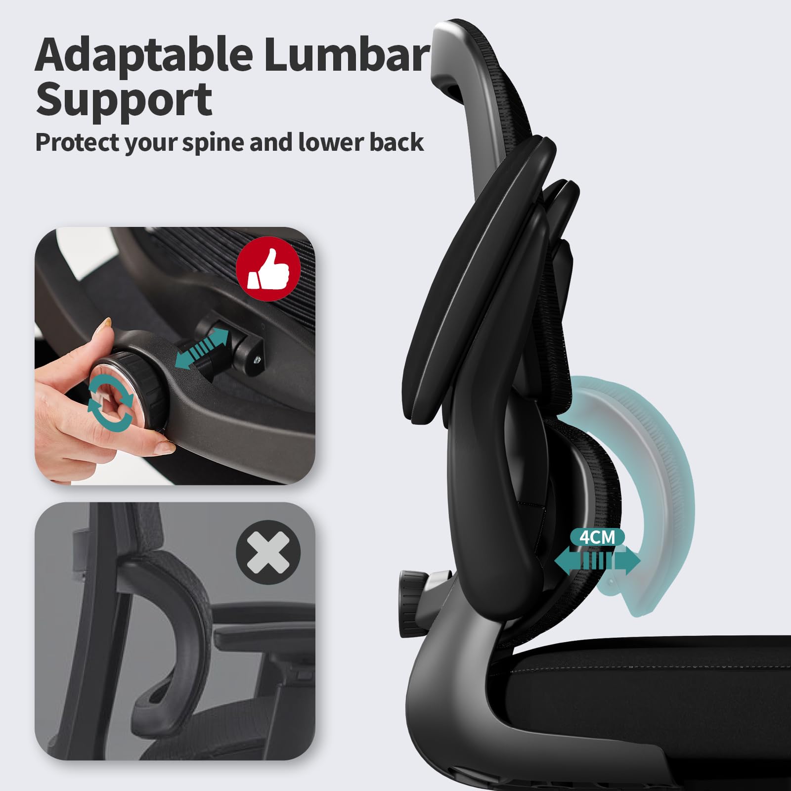 Ergonomic Office Chair with Adjustable Lumbar Support - Mesh Back Computer Desk Chair for Home & Executive Office - Comfortable Task Chair with Breathable Mesh Design (Black) - Perfect for Long Work Hours, Gaming, and Remote Work Setup