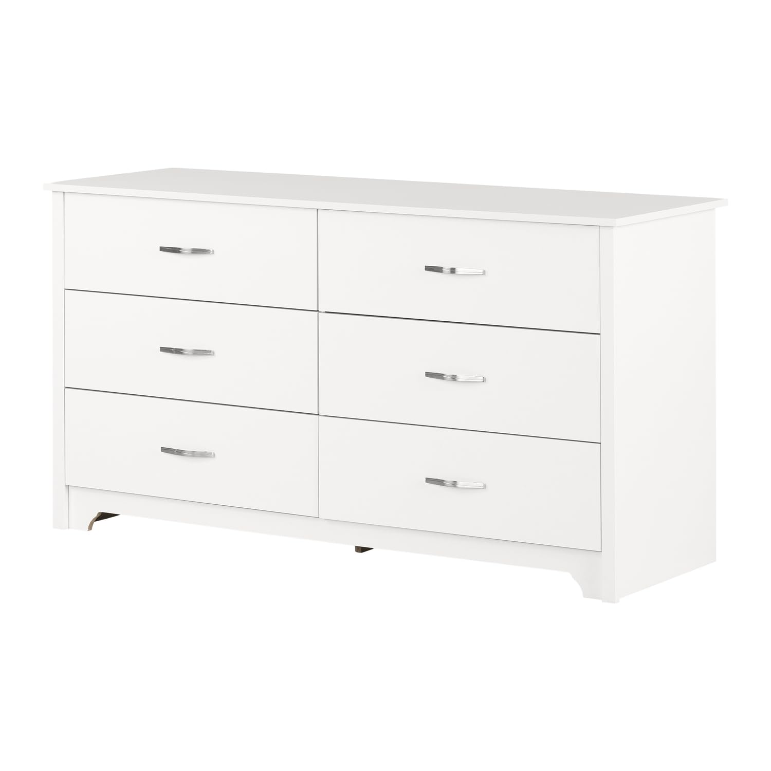 South Shore Fusion 6-Drawer Double Dresser in Pure White - Modern Bedroom Storage Furniture for Clothes & Accessories Organization - Perfect for Master Bedroom, Guest Room or Nursery