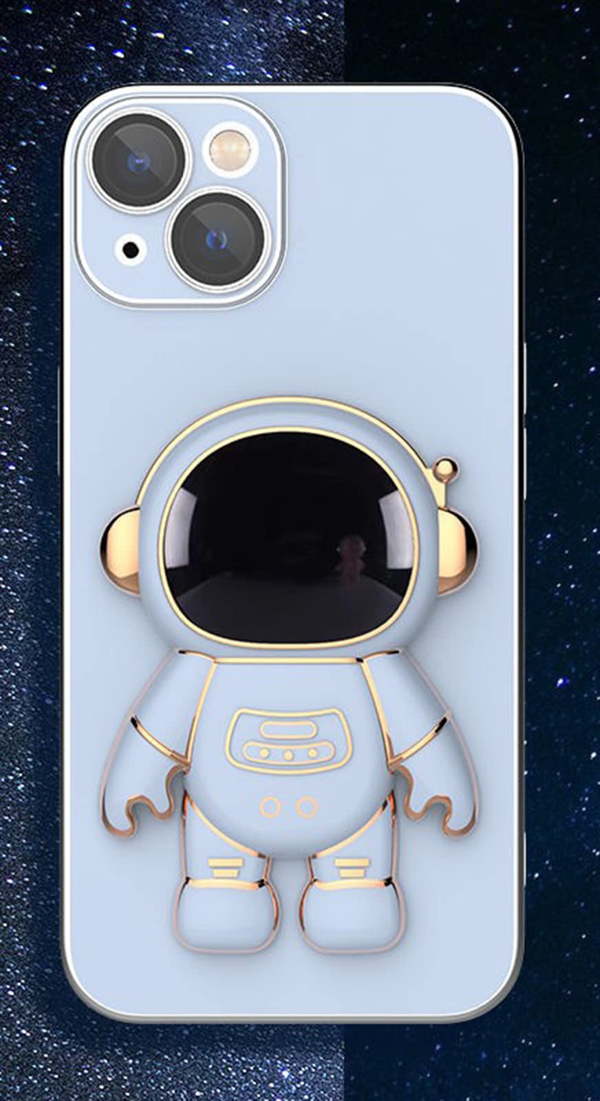 **Astronaut Themed 6D Plating Phone Case with Stand - Compatible with iPhone 11/12/13 Pro Max - Blue Protective Cover for iPhone 12 Pro Max - Perfect for Space Enthusiasts & Everyday Use**