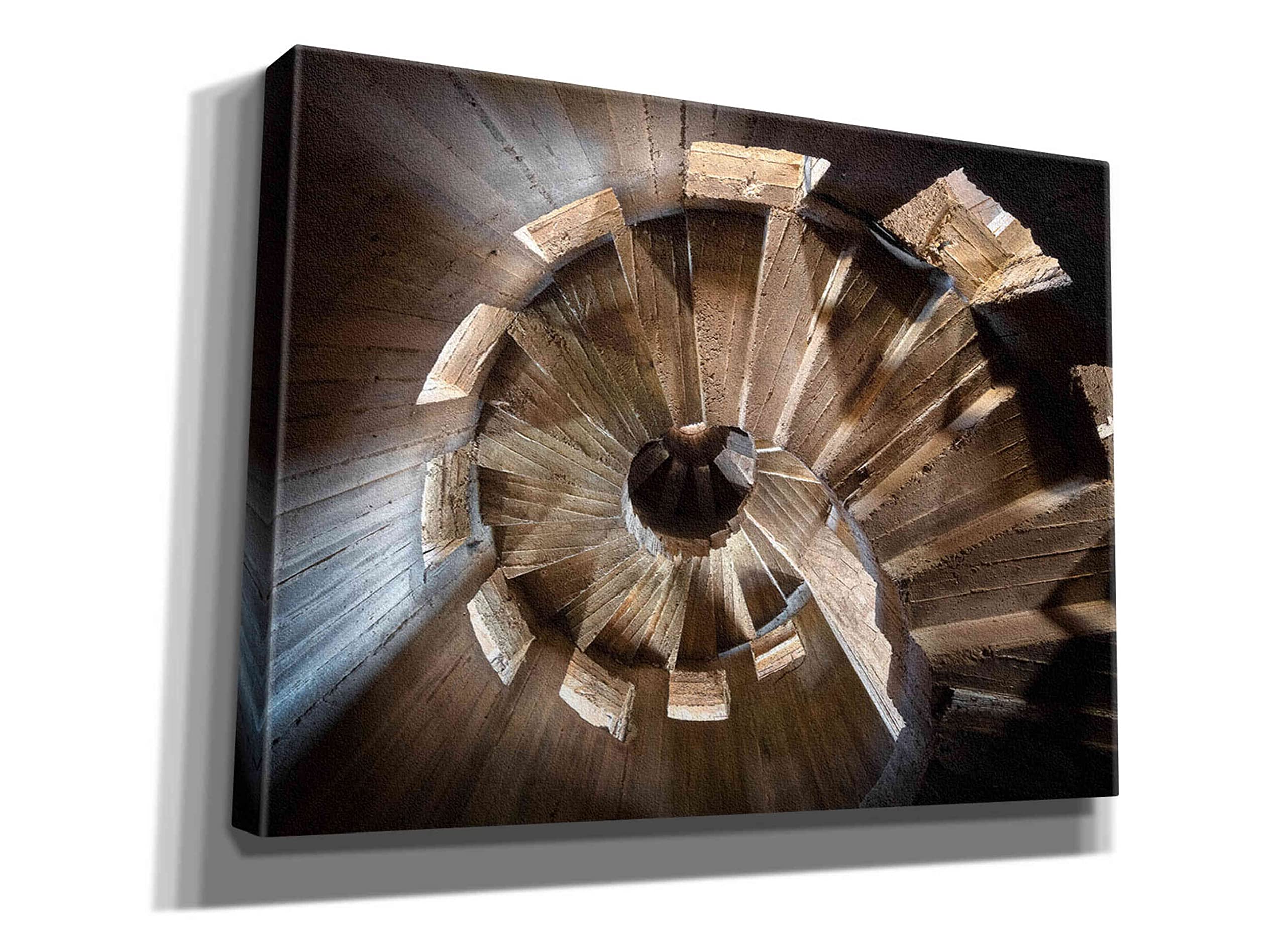 Epic Graffiti 'Shadow in The Staircase' by Roman Robroek - Premium Giclee Canvas Wall Art Print 54x40 Inches - Modern Urban Home Decor for Living Room, Bedroom & Office