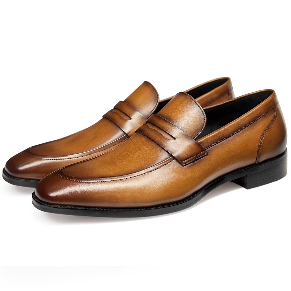 GIFENNSE Men's Slip-On Loafers - Genuine Leather Dress Shoes for Business & Formal Occasions | Comfortable Office & Wedding Shoes for Men