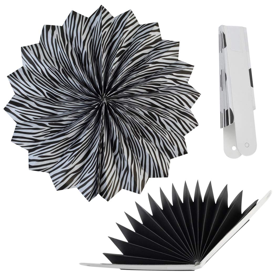 18-Piece Black and White Round Paper Fan Set - Decorative Folding Hanging Fans for Halloween, Birthday, Wedding & Graduation Parties - Perfect for Wall Decor, Ceiling Garlands, and Event Backdrops