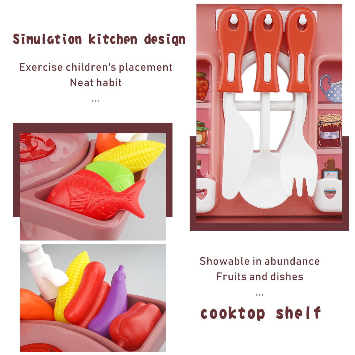 **Pretend Play Kitchen Toys Set for Kids - Imitation Chef Cooking Toy with Light & Music, Running Water Sink & Electronic Induction Stove - Perfect Gift for Girls & Boys (Red/Blue) - Ideal for Role Play, Birthday Gifts & Early Learning**