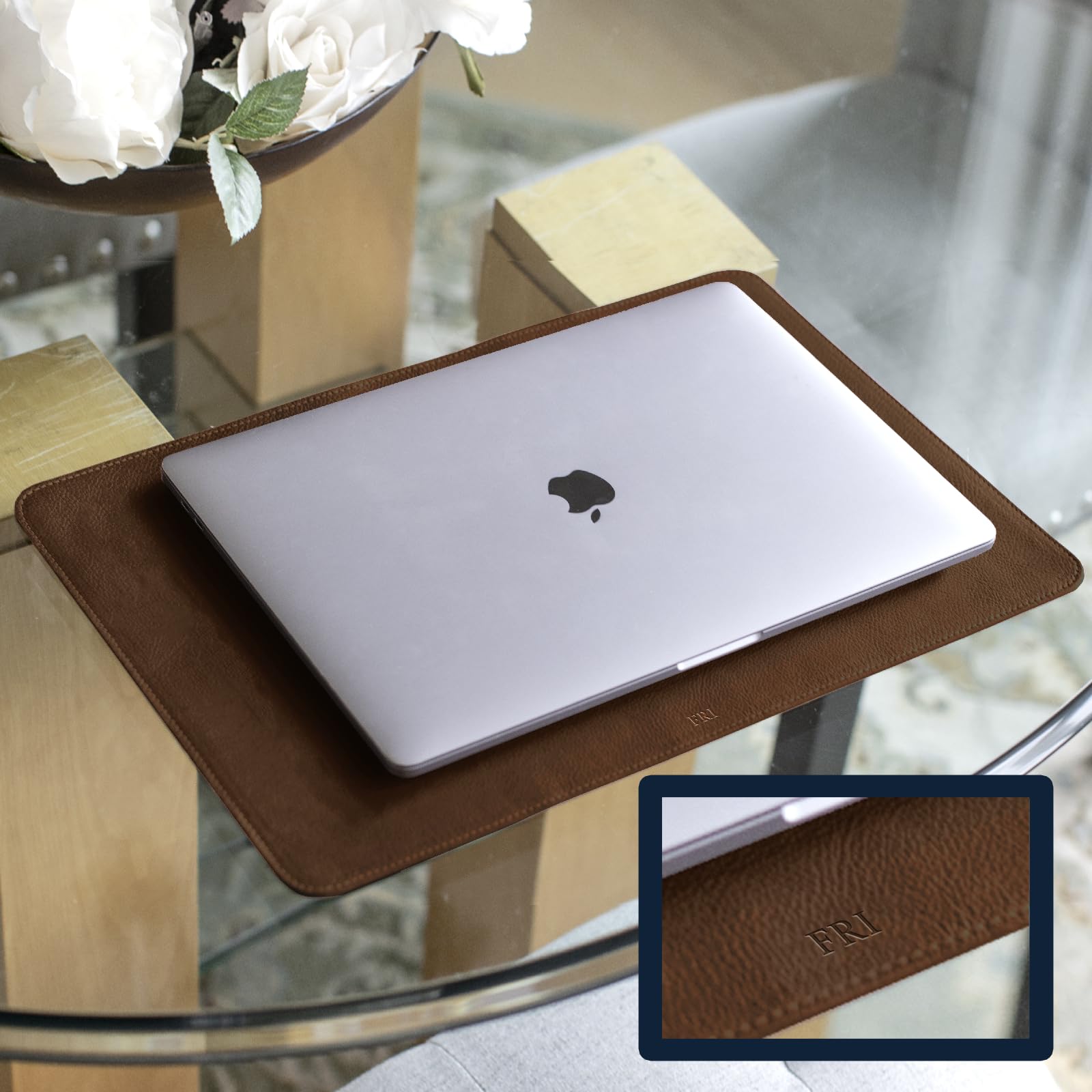 Premium Personalized Leather Desk Blotter - Engraved Office Desk Mat for Home & Work | Custom Leather Desk Pad with Monogram | Perfect for Home Office, Executive Workspace & Gift Giving