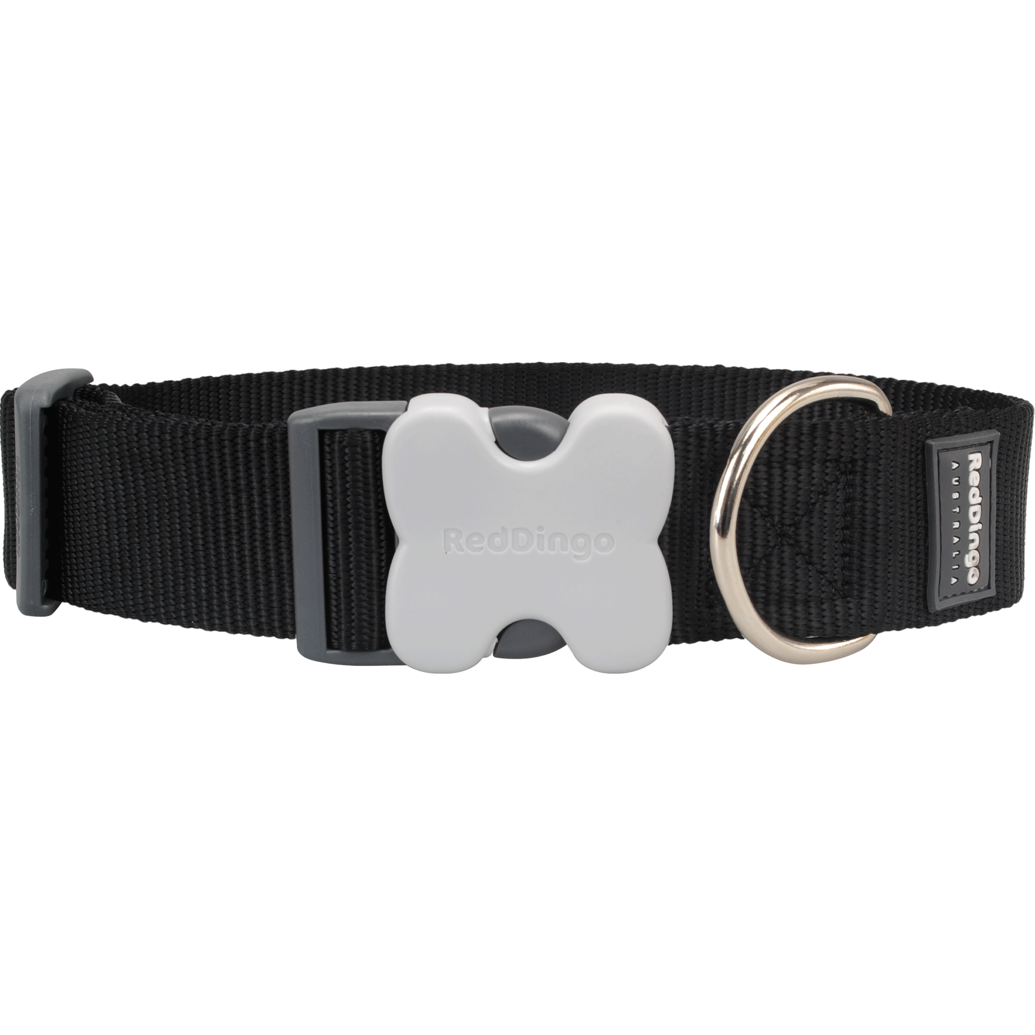 Red Dingo Black Bucklebone Classic Dog Collar - Adjustable Nylon Pet Collar with D-Ring for Leash | Durable & Comfortable for Small Medium Large Dogs | Perfect for Walking, Training & Outdoor Adventures