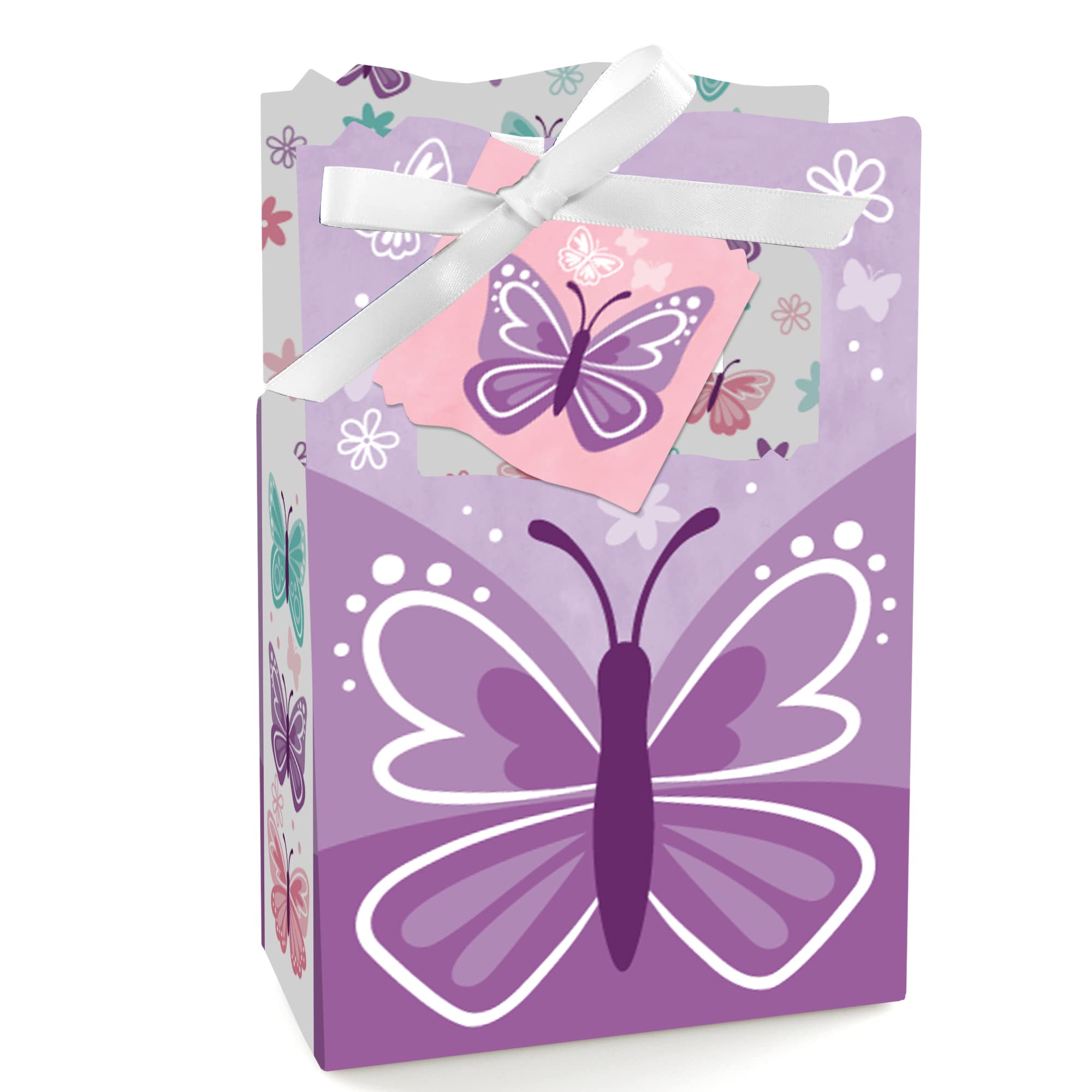 Beautiful Butterfly Floral Baby Shower Favor Boxes - Set of 12 Party Favors for Baby Showers, Birthdays & Special Events - Elegant Gift Boxes with Floral Design