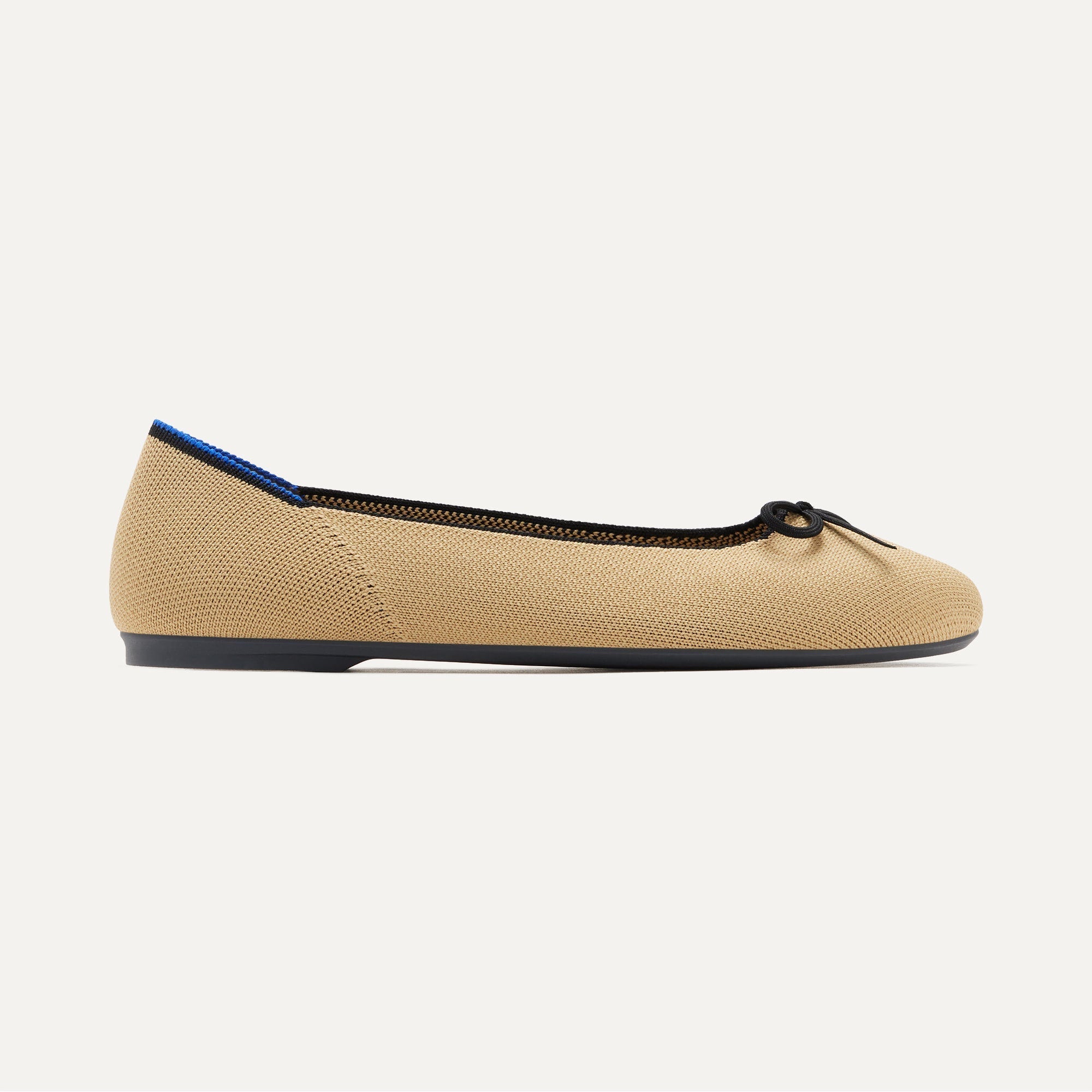 Women's Comfortable Ballet Flats - Beige & Black Soft Leather Loafers for Casual Wear, Office & Everyday Use