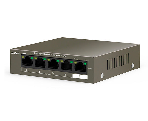 5 Port Gigabit Ethernet Switch with 4 PoE+ Ports - High Speed Network Switch for Home Office, Gaming & Smart Home Devices (Plug-and-Play)
