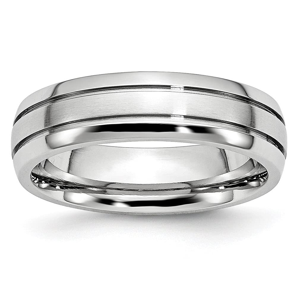 Polished & Satin Grooved 6mm Women's Wedding Band Ring - Cobalt Diamond2Deal - Perfect for Bridal, Anniversary & Special Occasion Jewelry Gifts