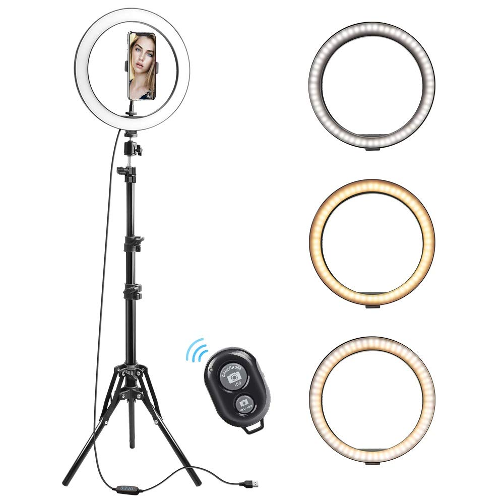 10.2 Inch Ring Light with Stand & Phone Holder - QYER Bright LED Ring Light for Makeup, YouTube Videos, Live Streaming & Beauty Photography - Perfect for Content Creators, Vloggers & TikTokers