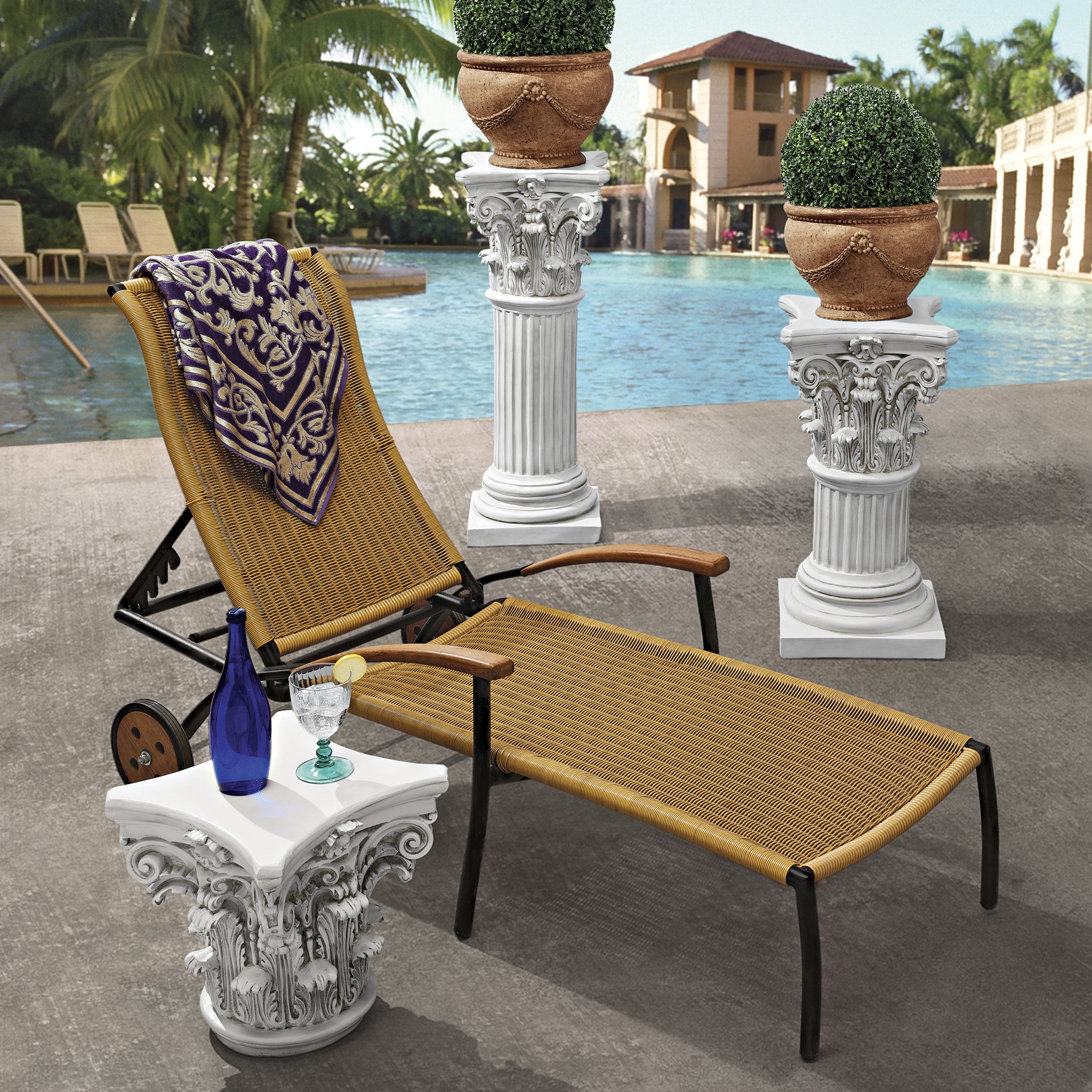 Design Toscano Corinthian Pedestal Column Plant Stand - 29 Inch Tall Cast Stone Resin with Antique Finish | Indoor/Outdoor Garden Decor, Home & Office Display