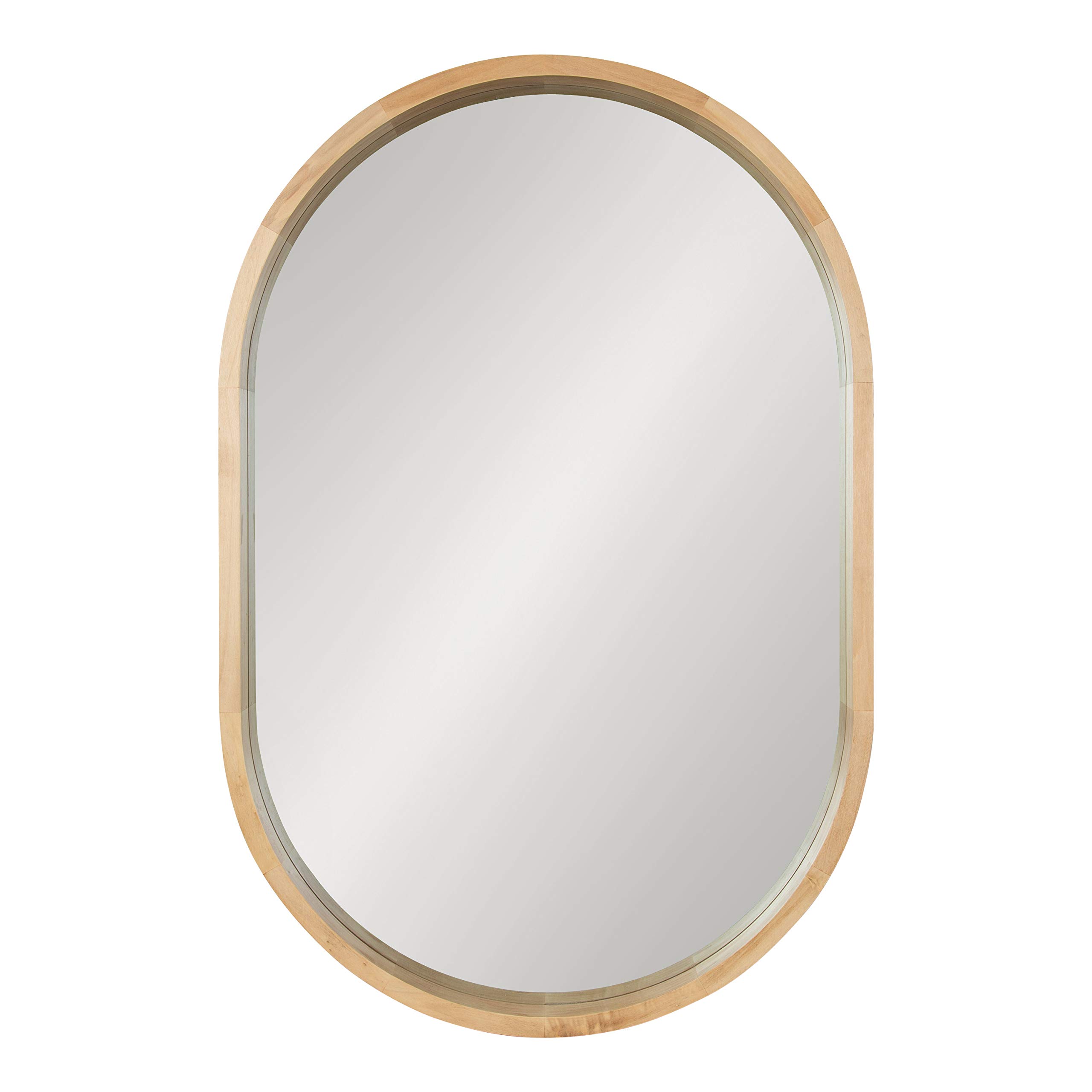 Kate and Laurel Hutton Modern Capsule Wall Mirror 24x36 Inches - Natural Wood Scandinavian Style Decorative Mirror for Living Room, Bedroom & Entryway