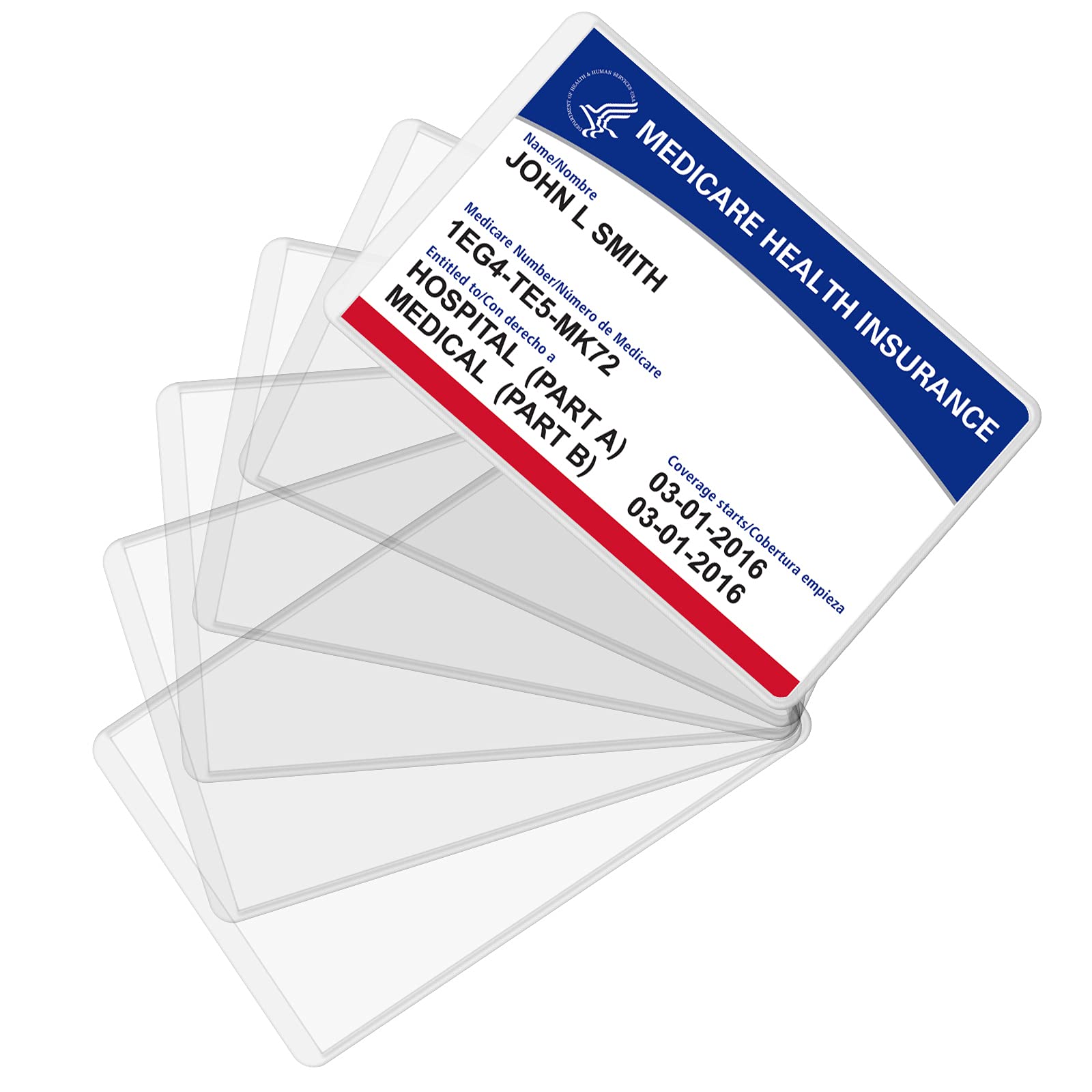 6 Pack Waterproof Plastic Card Protectors - 12 Mil Business Card Sleeves for Medicare, Credit, Social Security & ID Cards | Durable Wallet Organizer for Everyday Use & Travel Essentials