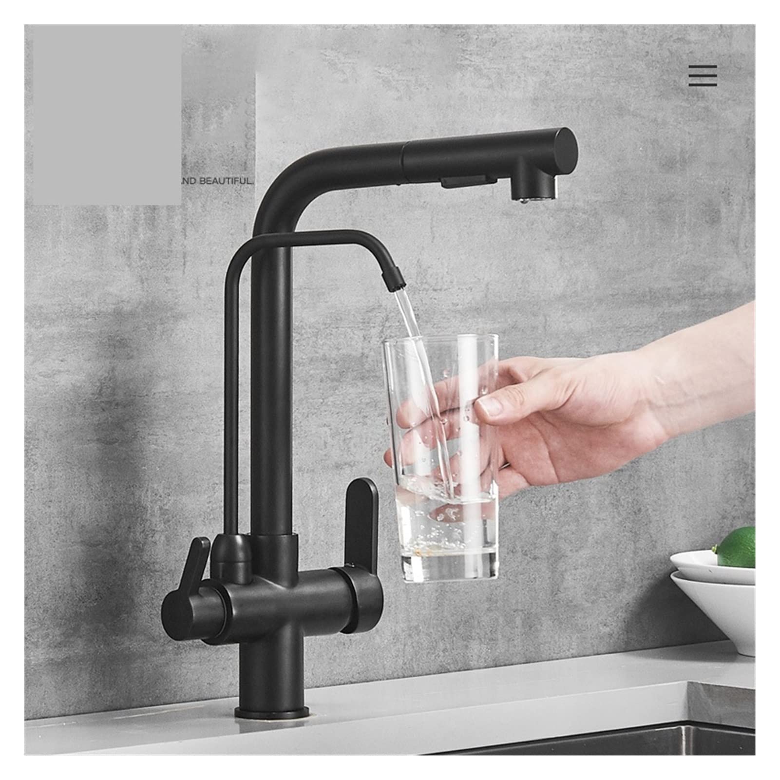 Premium Stainless Steel Shower Panel System with Black Kitchen Faucet - 360° Swivel Pure Water Filter Faucet, Pull-Out Dual Spout for Hot & Cold Water Mixing - Perfect for Modern Bathroom & Kitchen Renovations