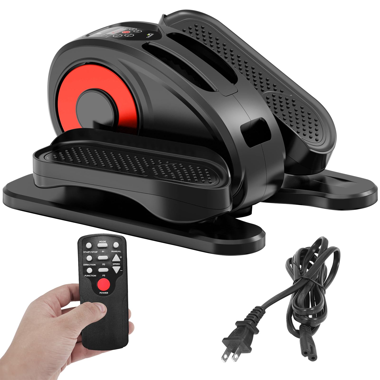 Under Desk Elliptical Machine - Quiet Electric Mini Stepper with Remote Control, Fully Assembled Portable Leg Exerciser for Home & Office Use | Compact Seated Pedal for Seniors, Perfect for Workouts While Working or Watching TV
