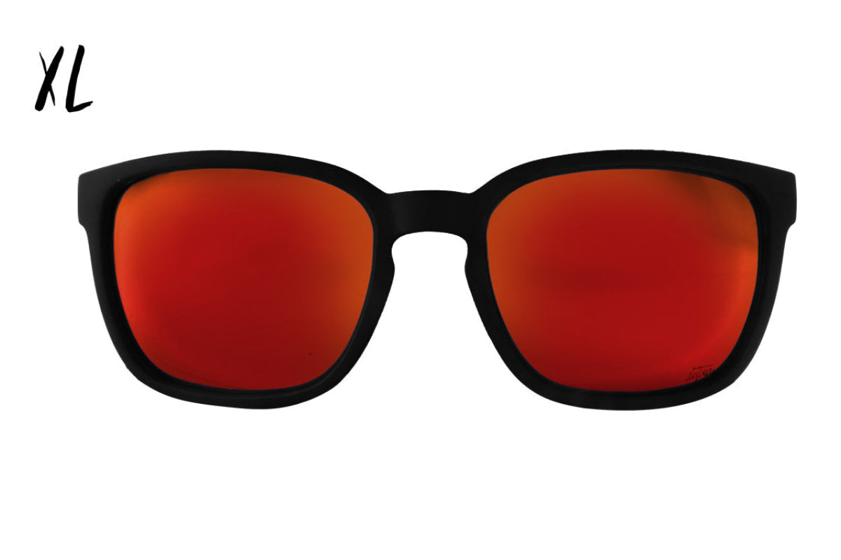 Cabana XL Sunglasses Matte Black Frame with Red Sunset Polarized Lenses - UV Protection for Outdoor Sports & Beach Activities