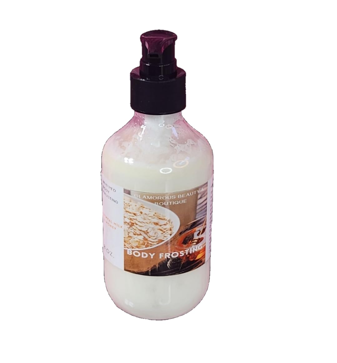 Oatmeal Milk & Honey Whipped Shea Butter Body Cream - All Natural Moisturizing Lotion for Dry Skin - 8oz Handmade Body Frosting for Daily Hydration & Soft Skin