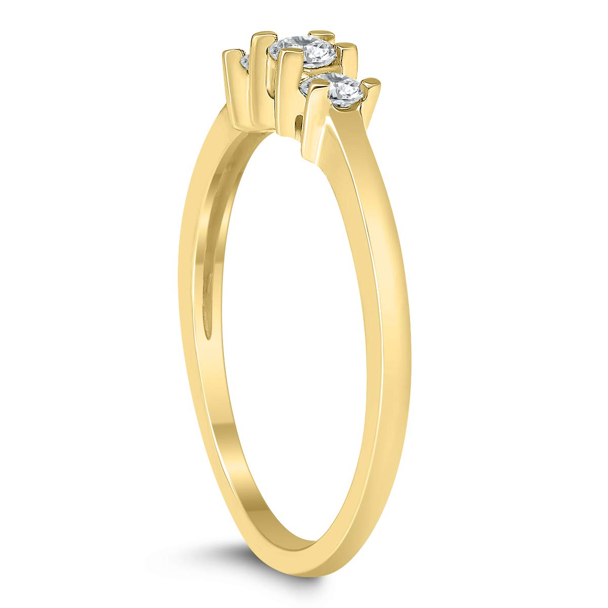 1/4 Carat TW AGS Certified Three Stone Diamond Ring - 10K Yellow Gold Engagement Ring for Women, Perfect for Anniversaries & Proposals