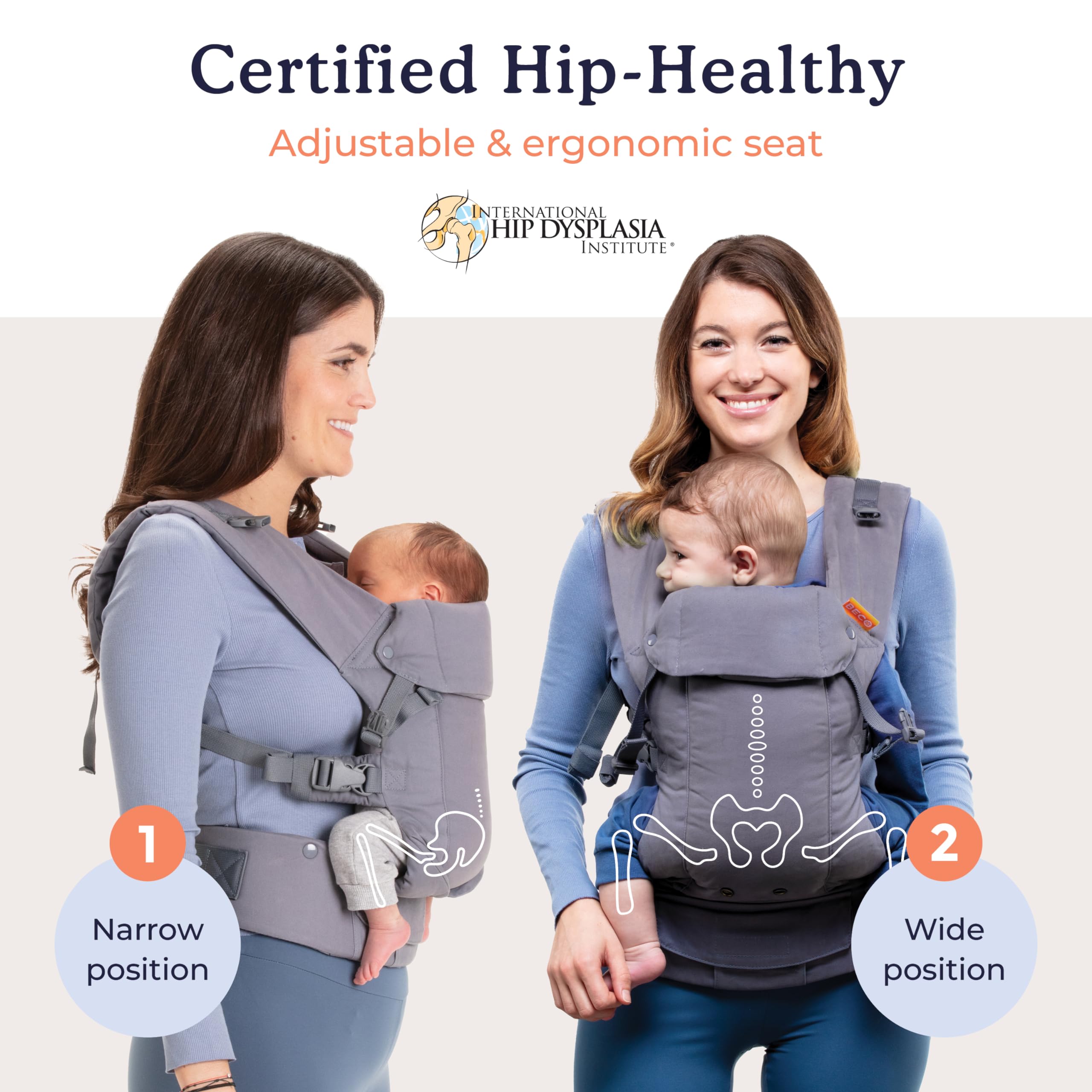 Beco Gemini Baby Carrier - Adjustable Ergonomic Front, Back & Hip Carrier for Newborn to Toddler (7-35 lbs) | Organic Metro Black | Perfect for Hiking, Travel & Everyday Use
