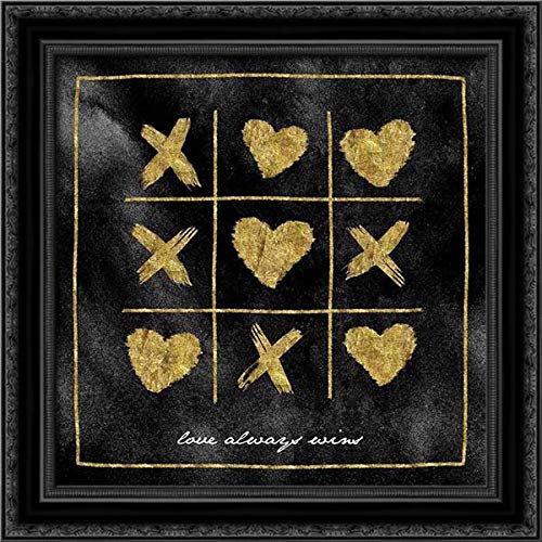 Vidal Alicia 28x28 Black Ornate Framed Canvas Art Print - XO Love Always Wins - Romantic Home Decor for Living Room, Bedroom & Office