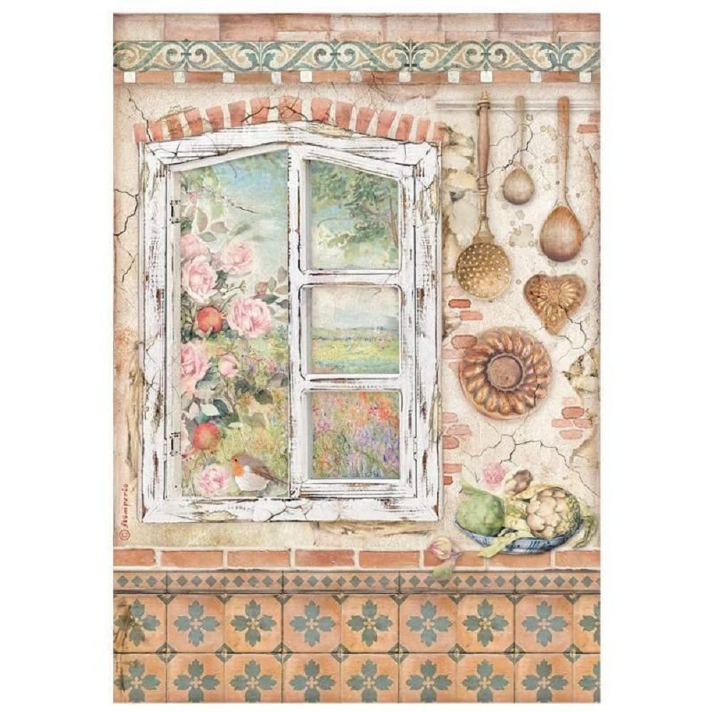 STAMPERIA INTER KFT A4 Rice Paper Pack with Window - Decorative Scrapbooking, Card Making & Crafting Supplies for DIY Projects - Perfect for Home Decor, Gift Wrapping & Art Journals