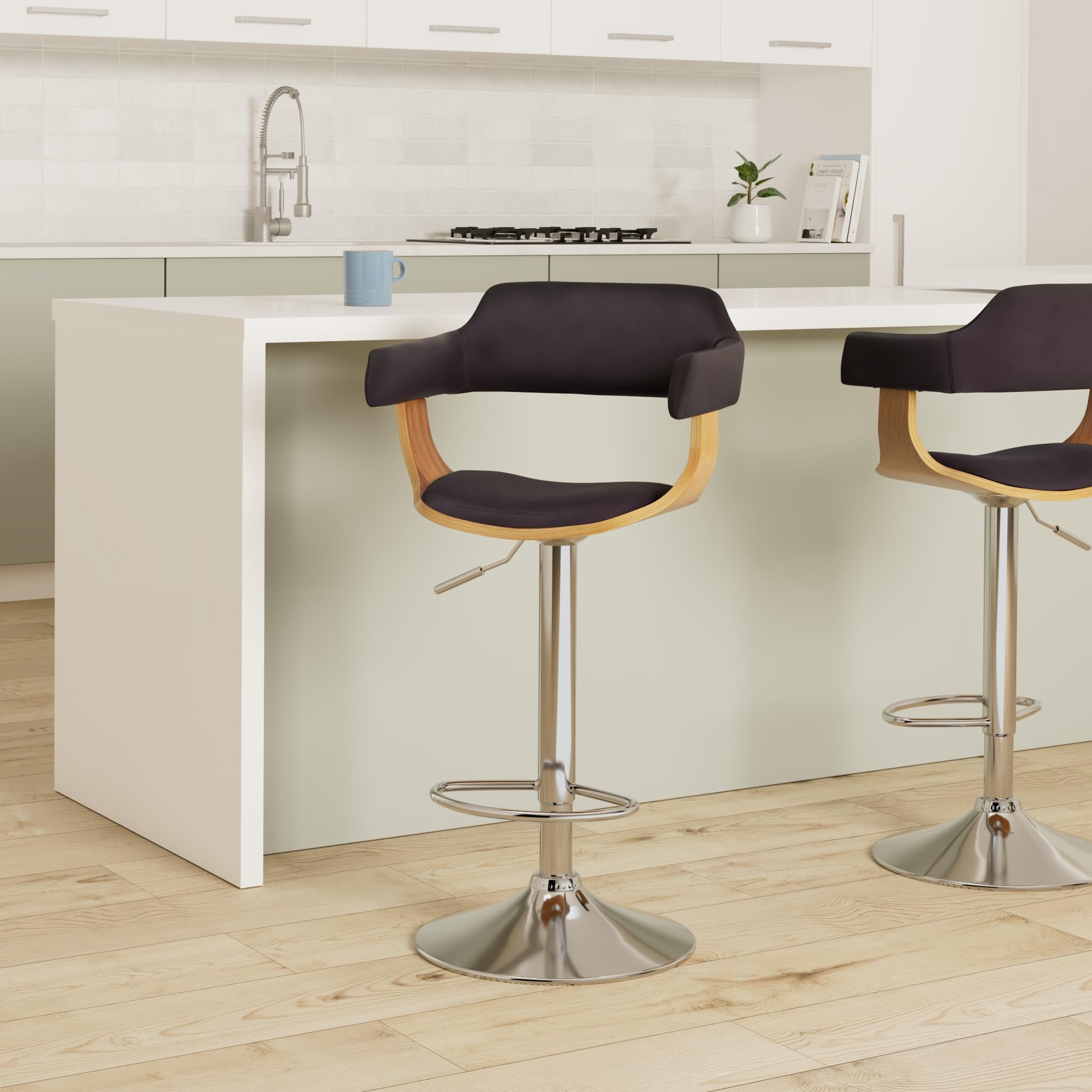 AC Pacific Adjustable Bar Stool - 360° Swivel & Hydraulic Lift, Seat Height 24