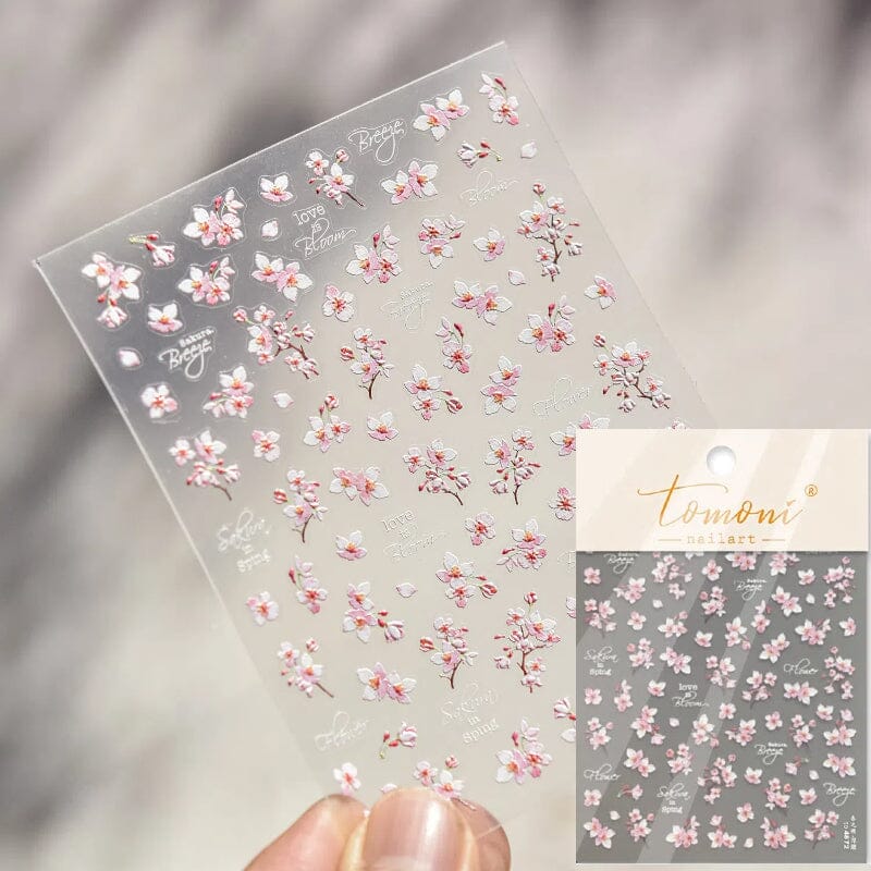 Spring Flowers Blooming Sakura Nail Stickers - Cherry Blossom Nail Art Decals for DIY Manicure | Perfect for Spring Parties, Weddings & Nail Salon Designs