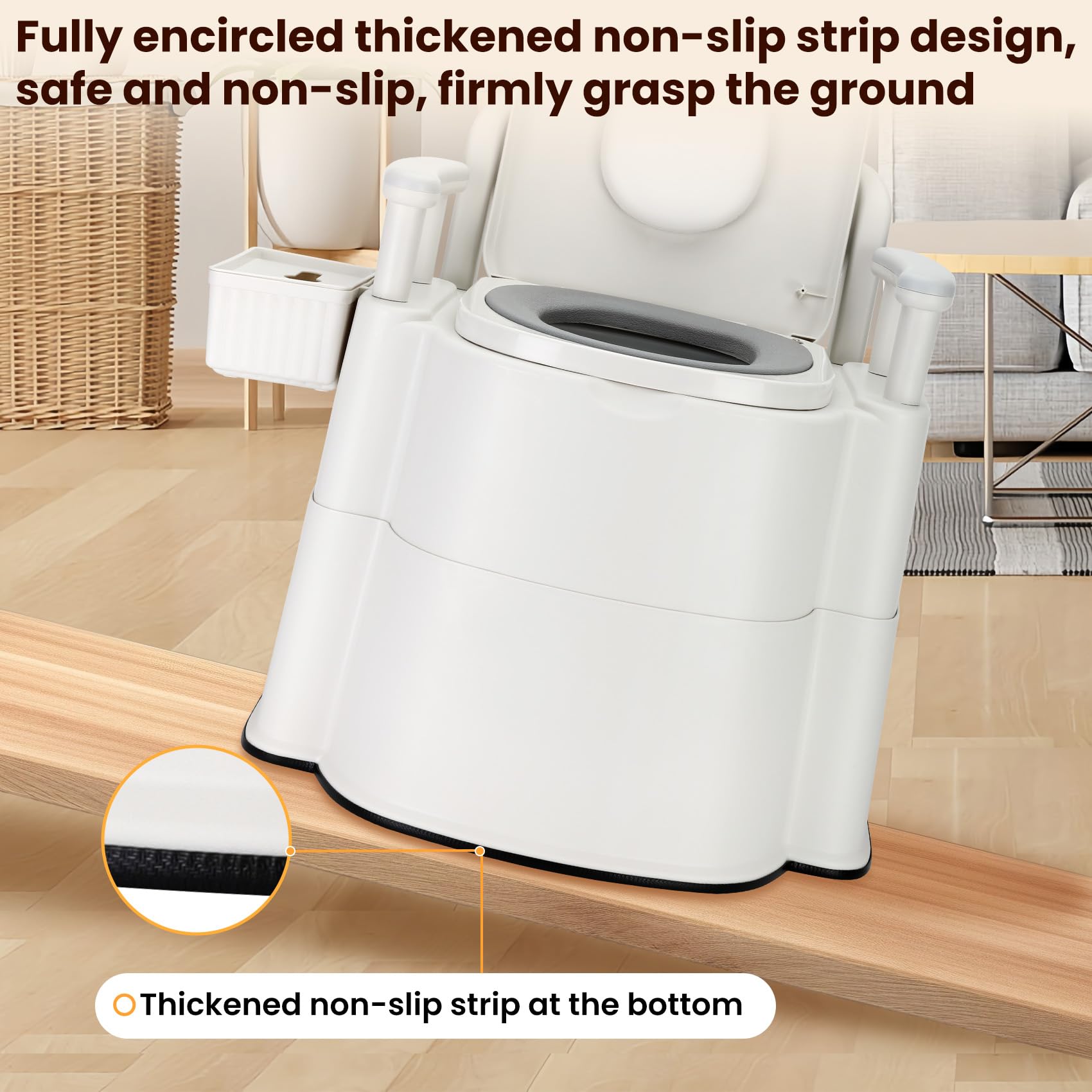 Upgraded Safety Commode Toilet for Elderly & Disabled - 520 lbs Weight Capacity, Detachable Armrests, Anti-Odor Design - Bedside Toilet Chair for Adults with Easy Installation - Ideal for Home Care, Post-Surgery & Mobility Assistance