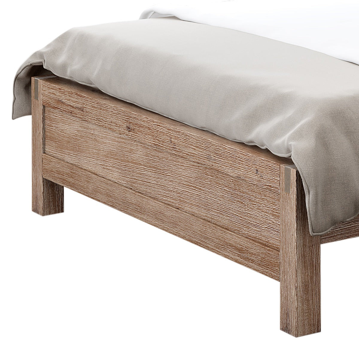 Luxe Nowra Queen Size Solid Wood Veneered Acacia Bed Frame with Oak Finish - Elegant & Durable Bedroom Furniture for Modern Home Decor