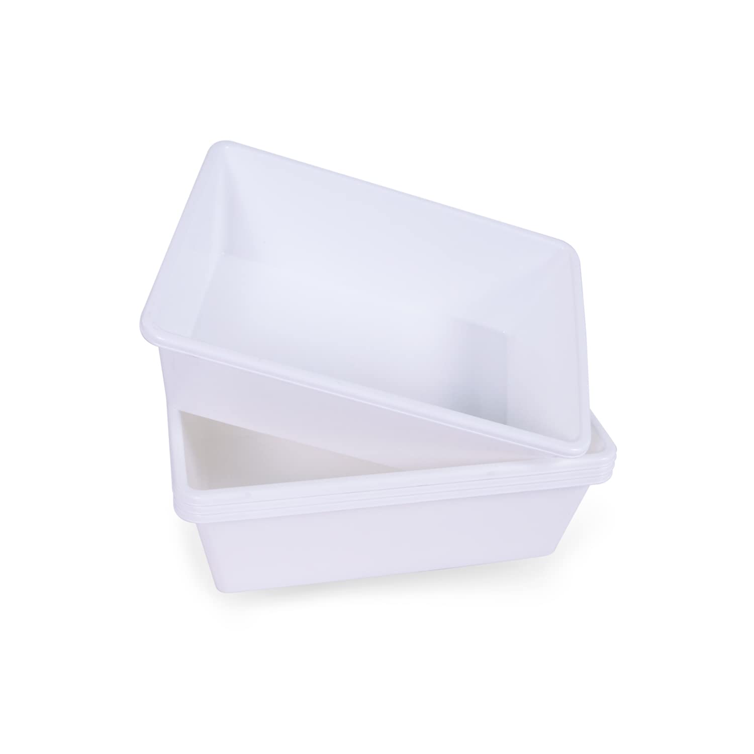 UNiPLAY Large Stackable Storage Bins - 4-Pack White Organizing Bins for Closet, Pantry, Toys & Food Storage | Perfect for Home, Office & Kids Room Organization