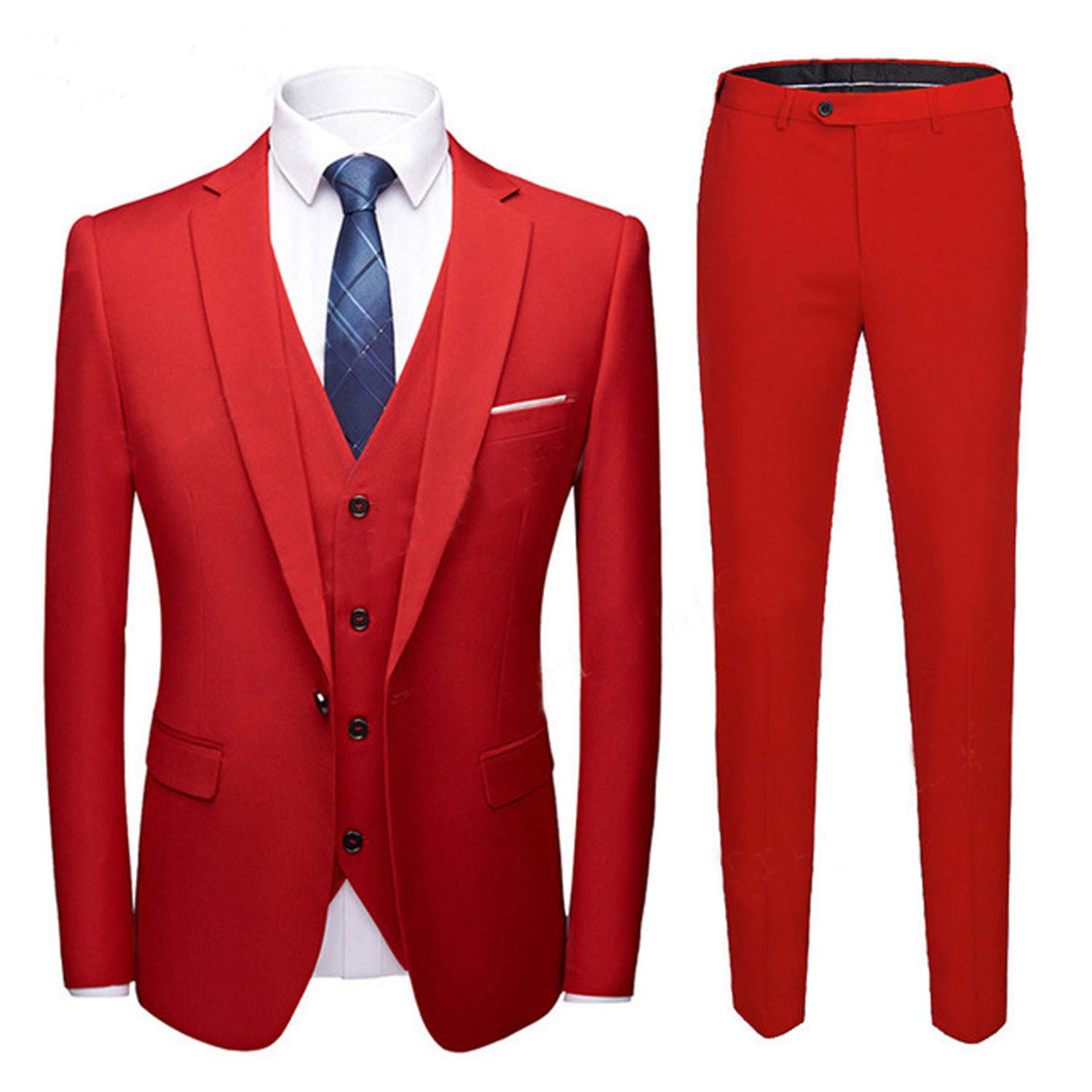 UMISS Men's Notch Lapel 3-Piece Suit Set - Formal Blazer Jacket, Vest & Dress Pants for Business, Wedding & Special Occasions