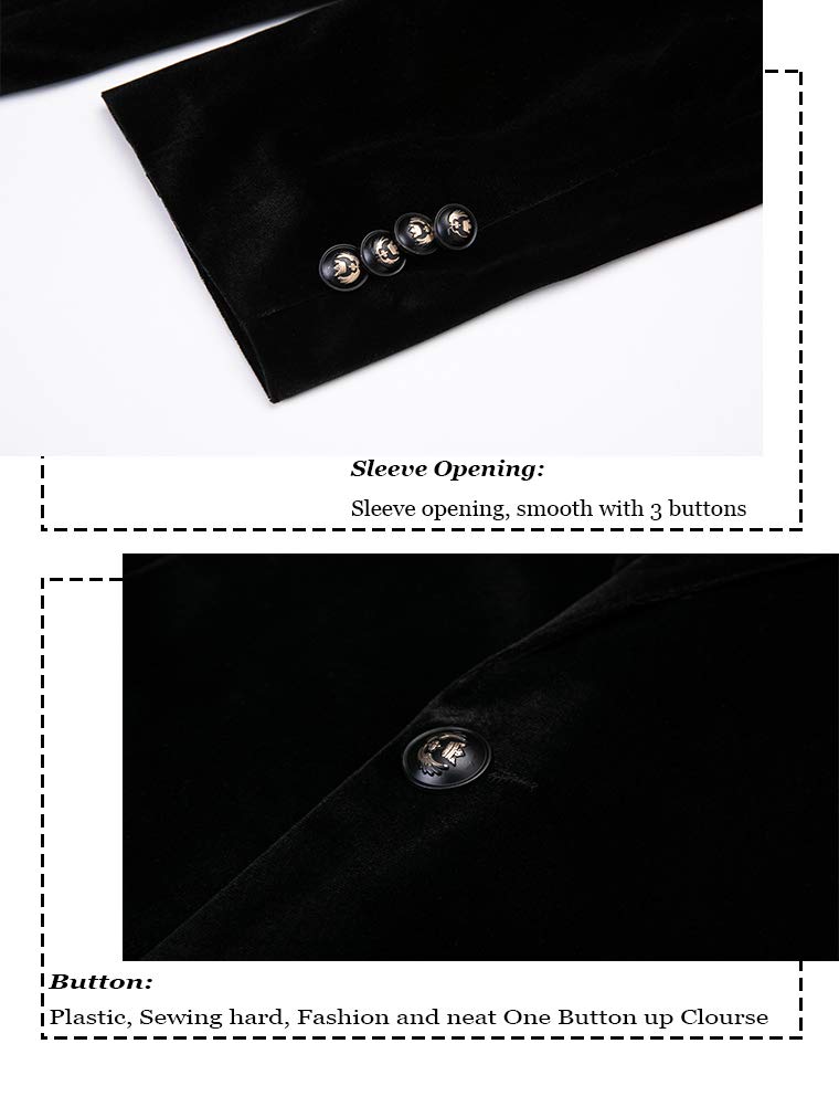 THWEI Men's Velvet Blazer Slim Fit for Wedding & Party