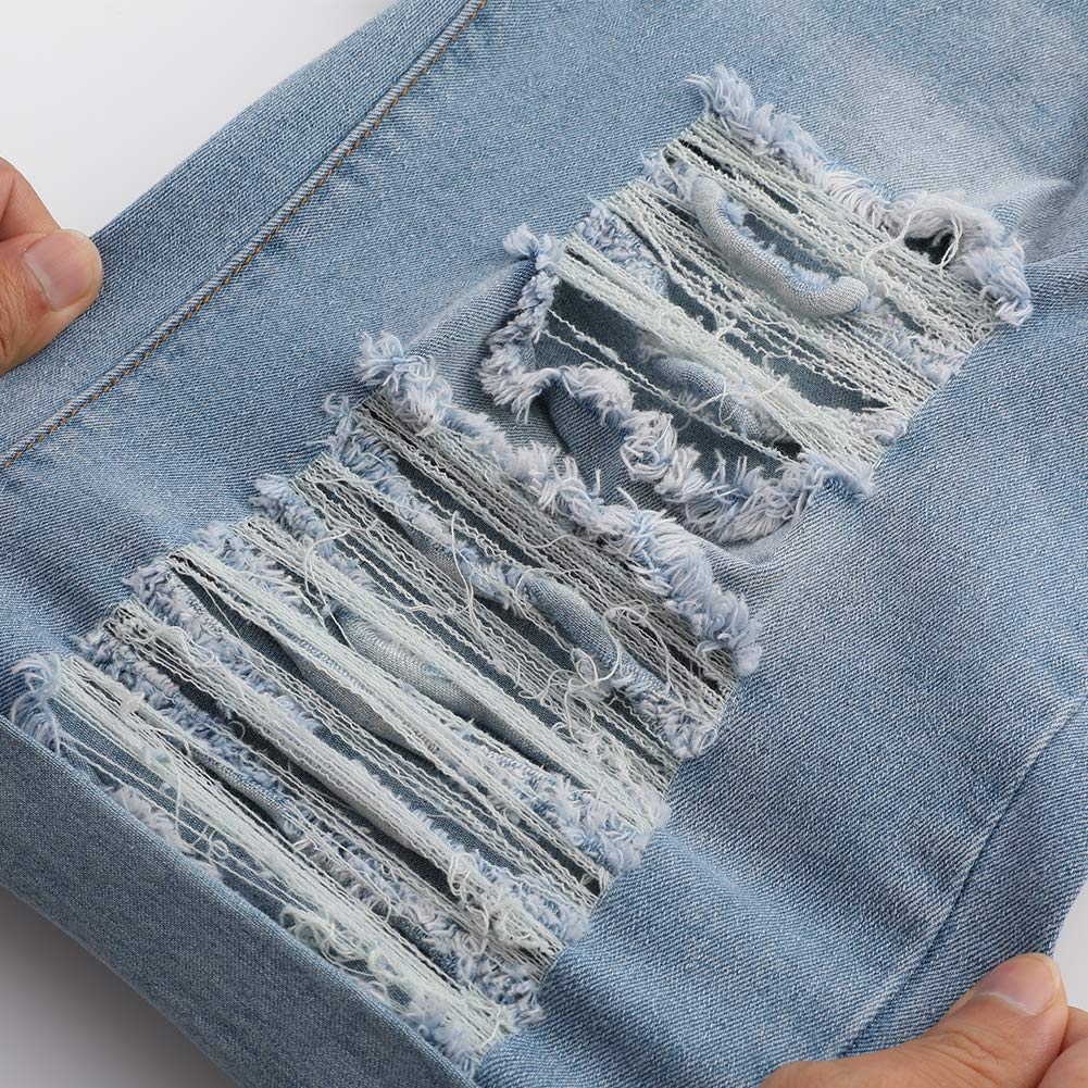 THUNDER STAR Women's Ripped Denim Bermuda Shorts - Distressed Knee-Length Stretch Jeans Shorts | Casual Summer Outfit, Beach Wear & Street Style Fashion