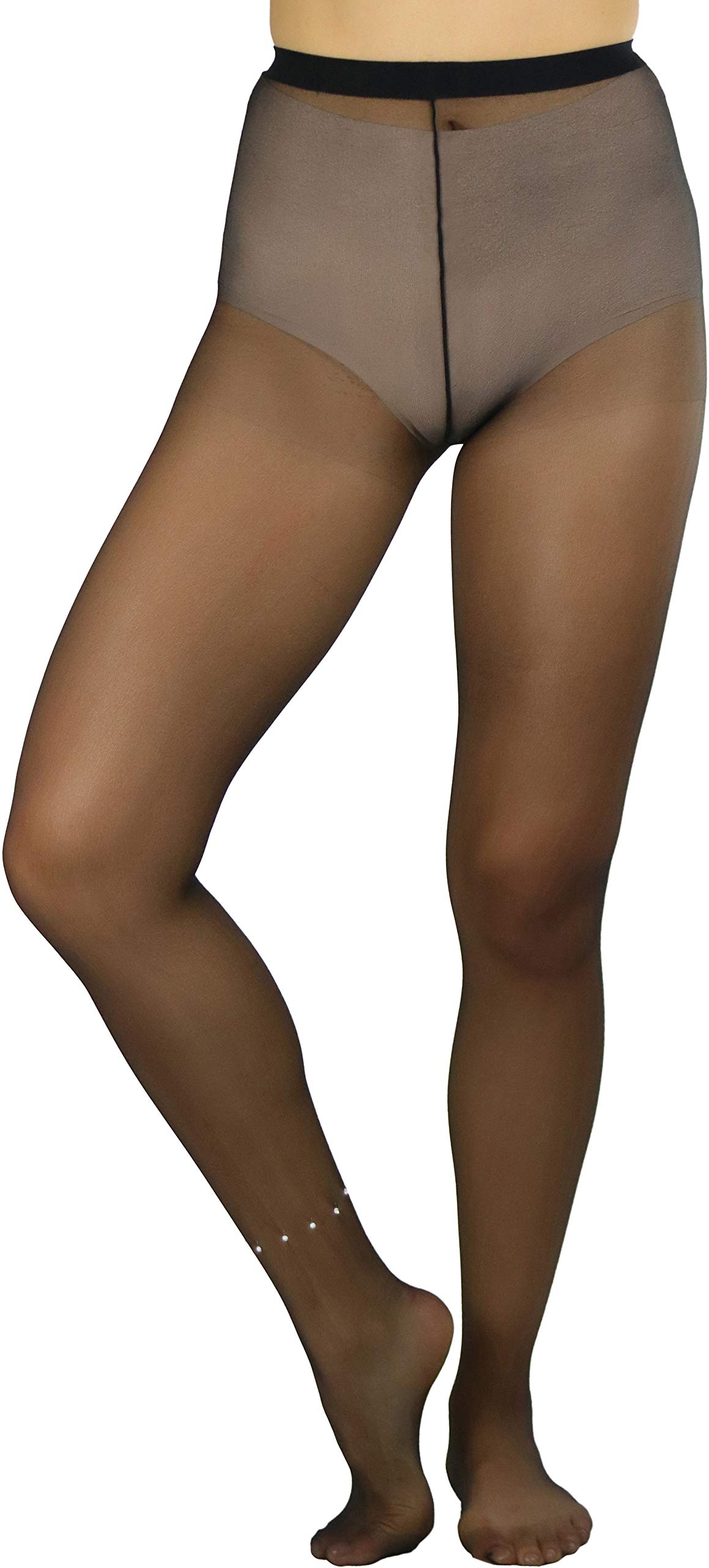 Stylish Women's Sheer Pantyhose with Sparkling Faux Rhinestone Ankle Bracelet - Perfect for Office, Parties & Special Occasions