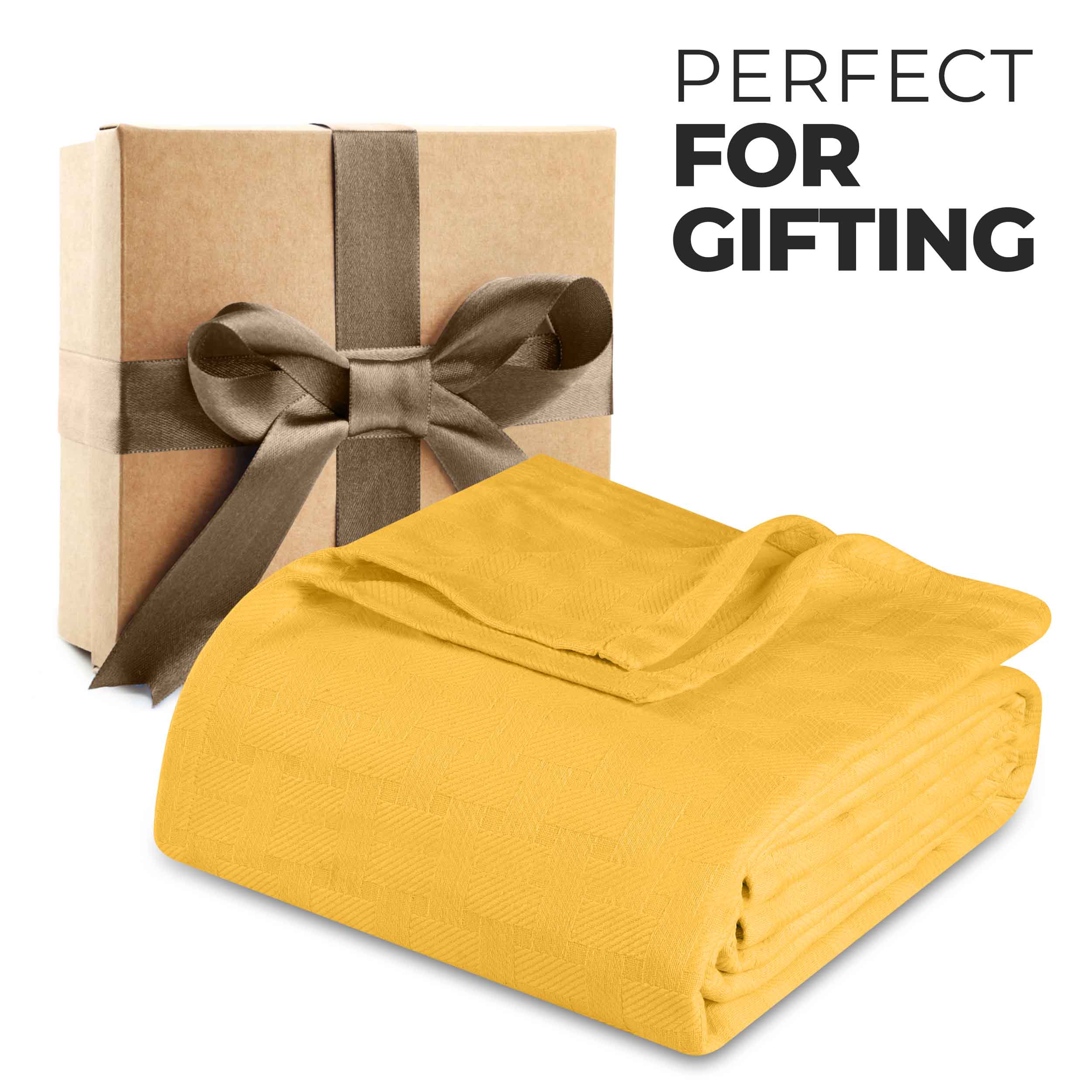 Soft Basketweave All-Season Cotton Bed Blanket & Sofa Throw - Lightweight Breathable Blanket for Bedroom, Living Room, Travel and Outdoor Use