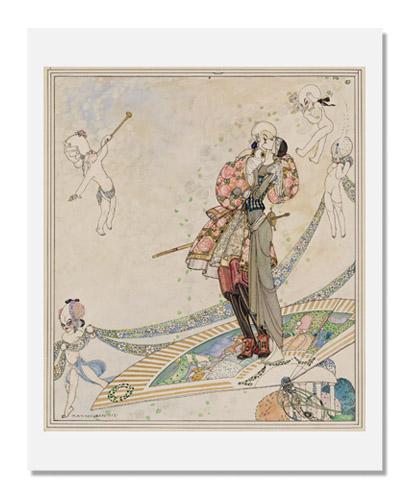 Kay Nielsen Illustration - Prince Souci and Princess Minon Minette Flying on Fan | Vintage Fairy Tale Art Print | Perfect for Nursery Decor, Book Lover Gifts & Fantasy Art Collection